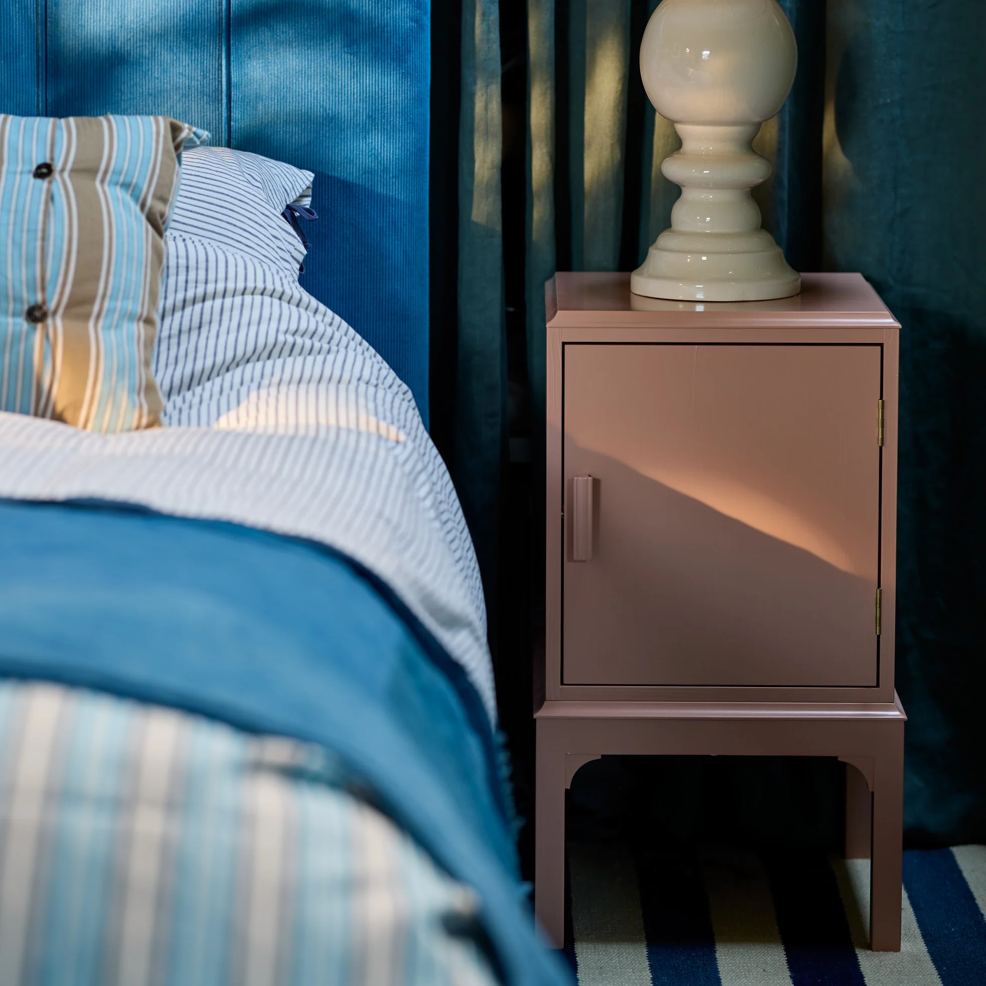 Bits and Bobs Bedside Table, Blush Pink, Right Hand Side - Image 9