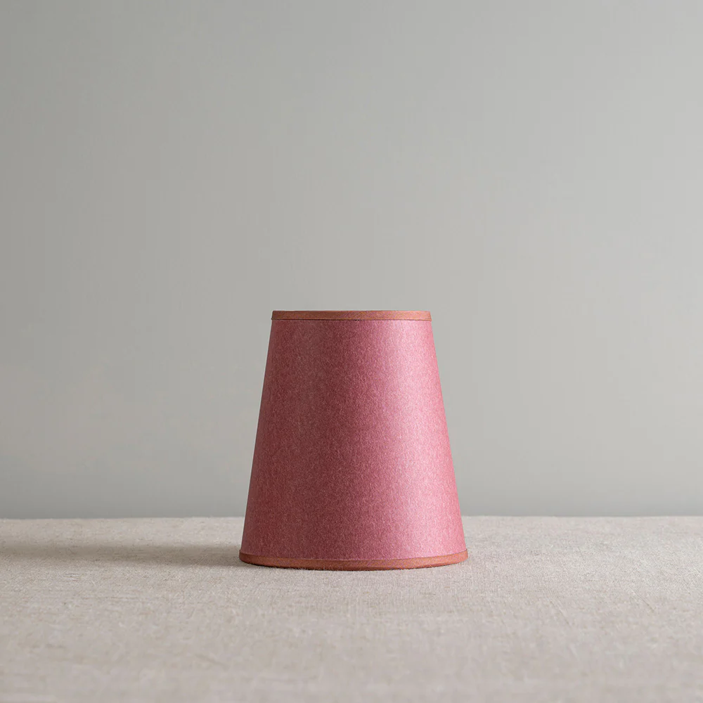 Focused Empire Paper Lamp Shade in Burgundy with Muted Pink Trim - Image 3