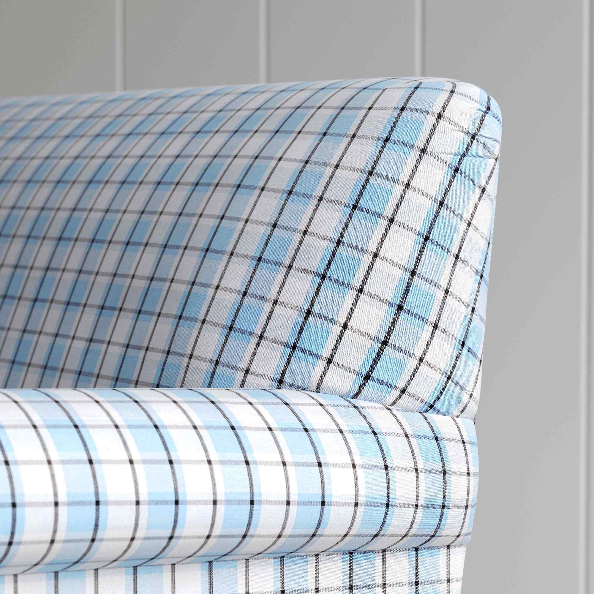 Curtain Call 2 Seater Sofa in Square Deal Cotton, Blue Brown - Image 3