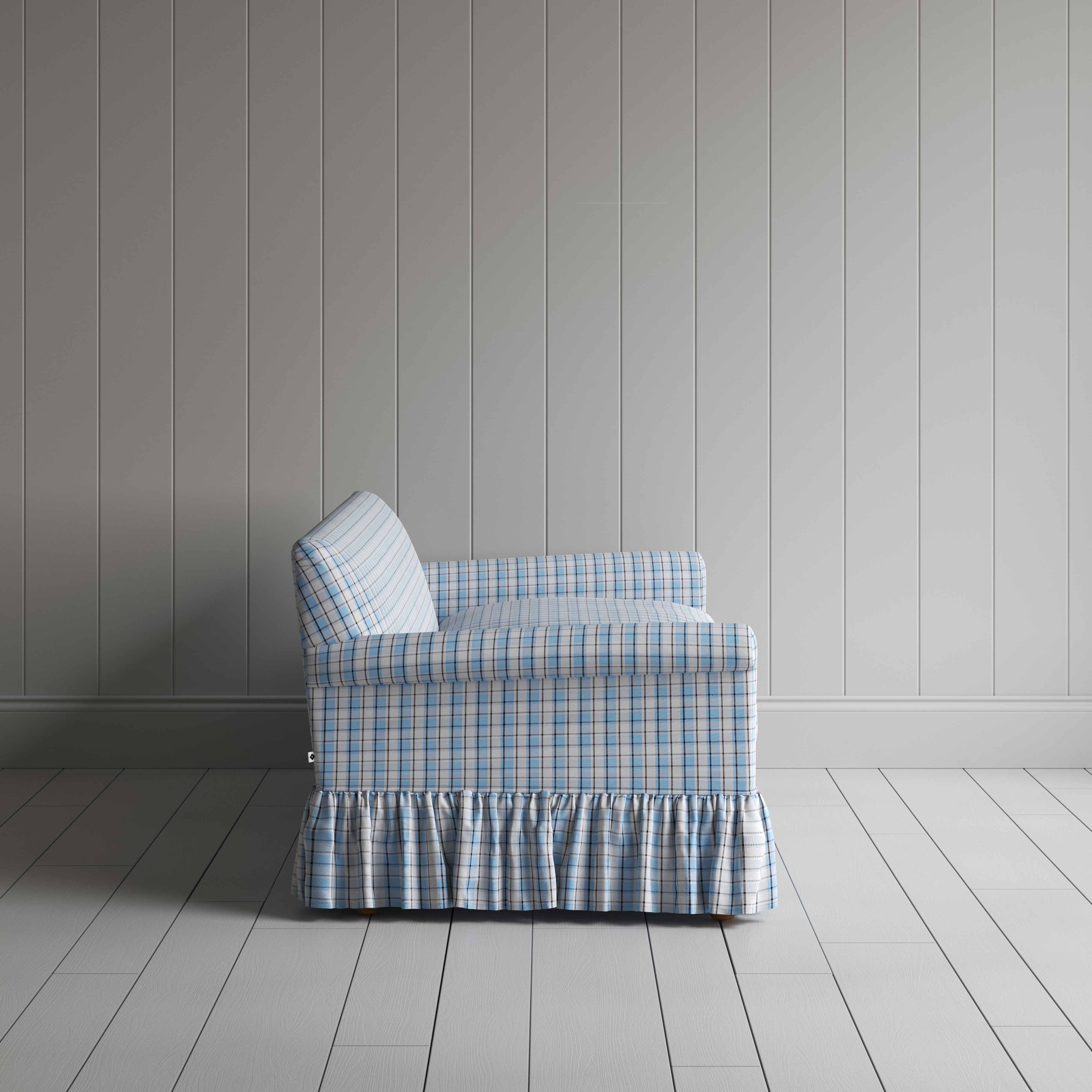 Curtain Call 4 Seater Sofa in Square Deal Cotton, Blue Brown - Image 6