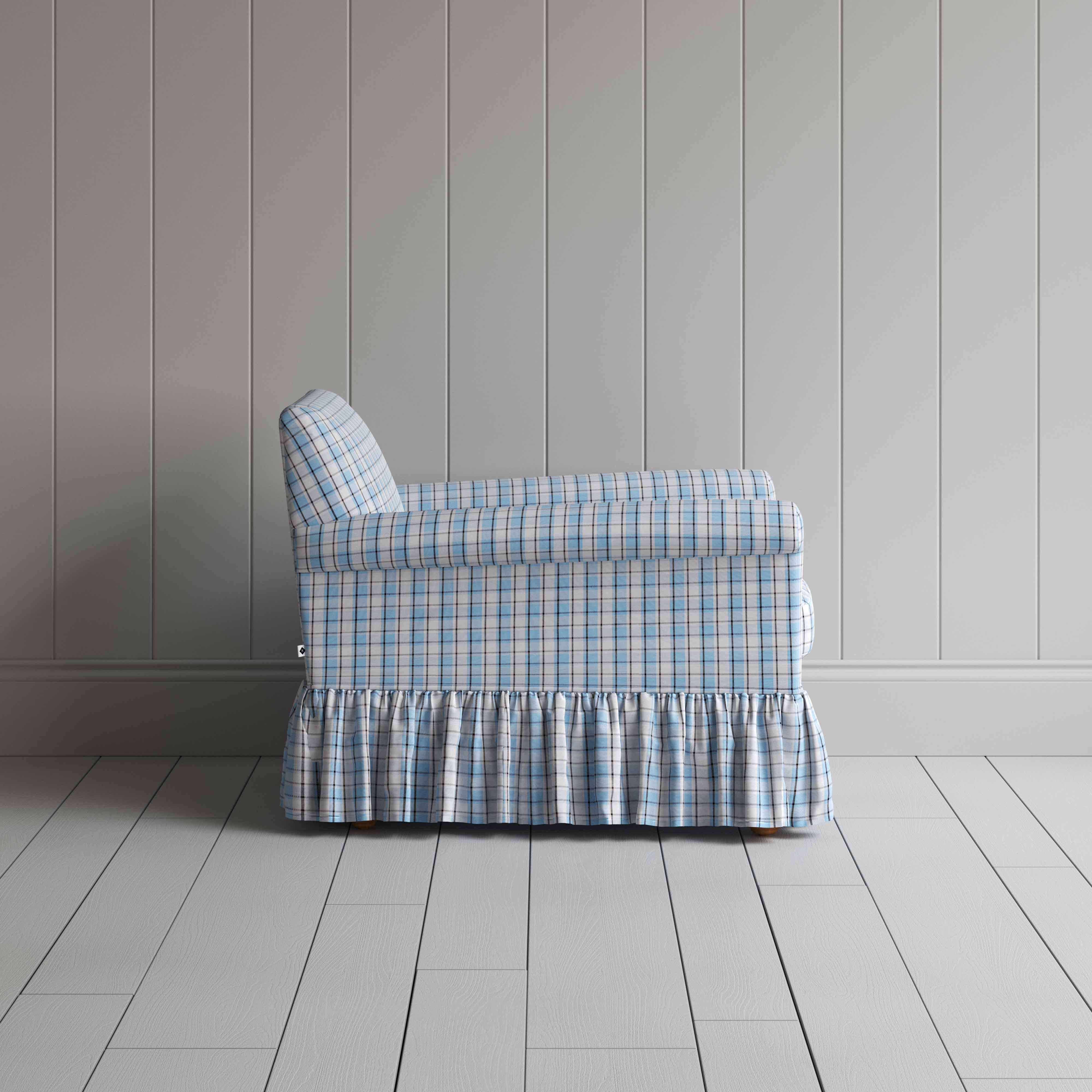 Curtain Call Armchair in Square Deal Cotton, Blue Brown - Image 6