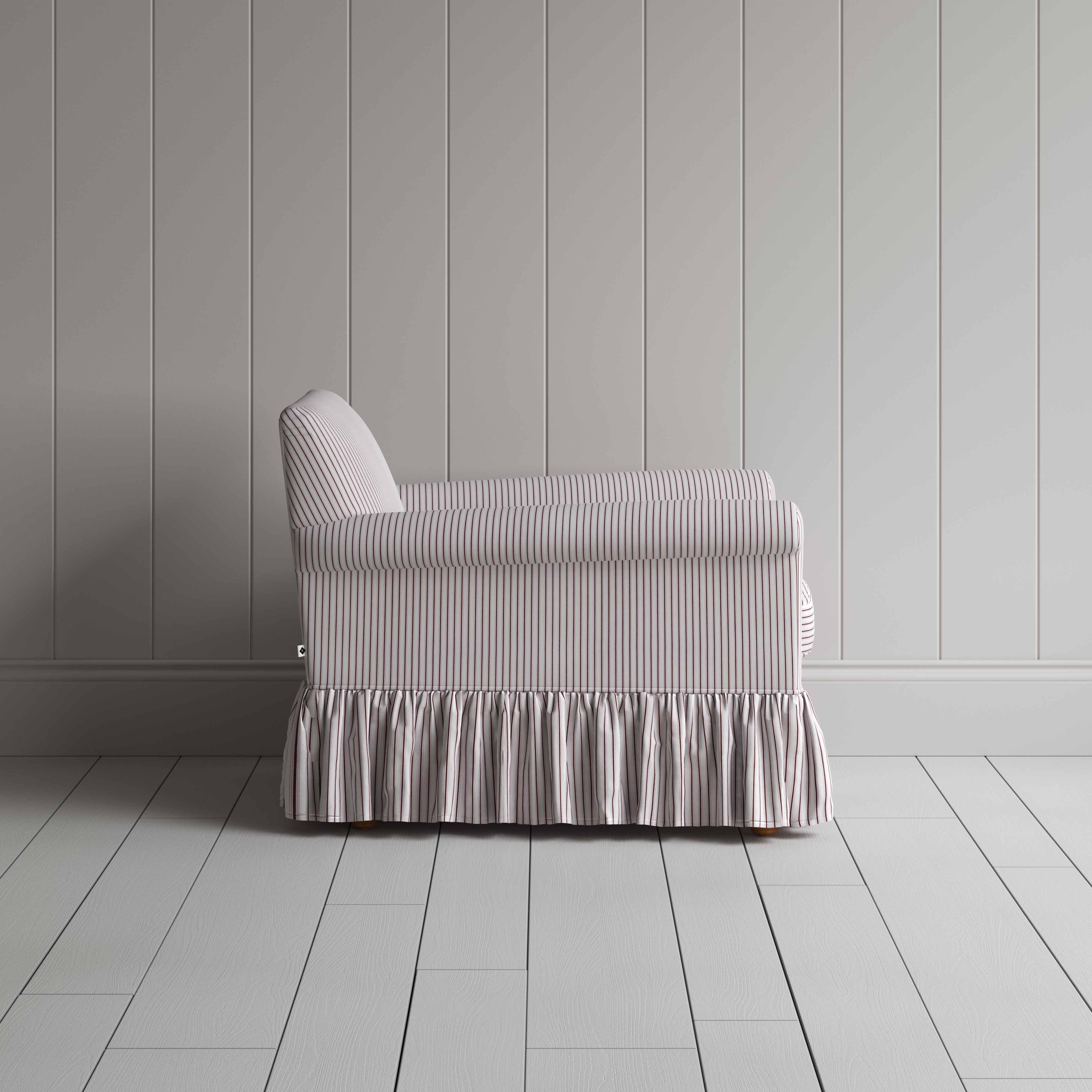 Curtain Call Armchair in Ticking Cotton, Berry - Image 6