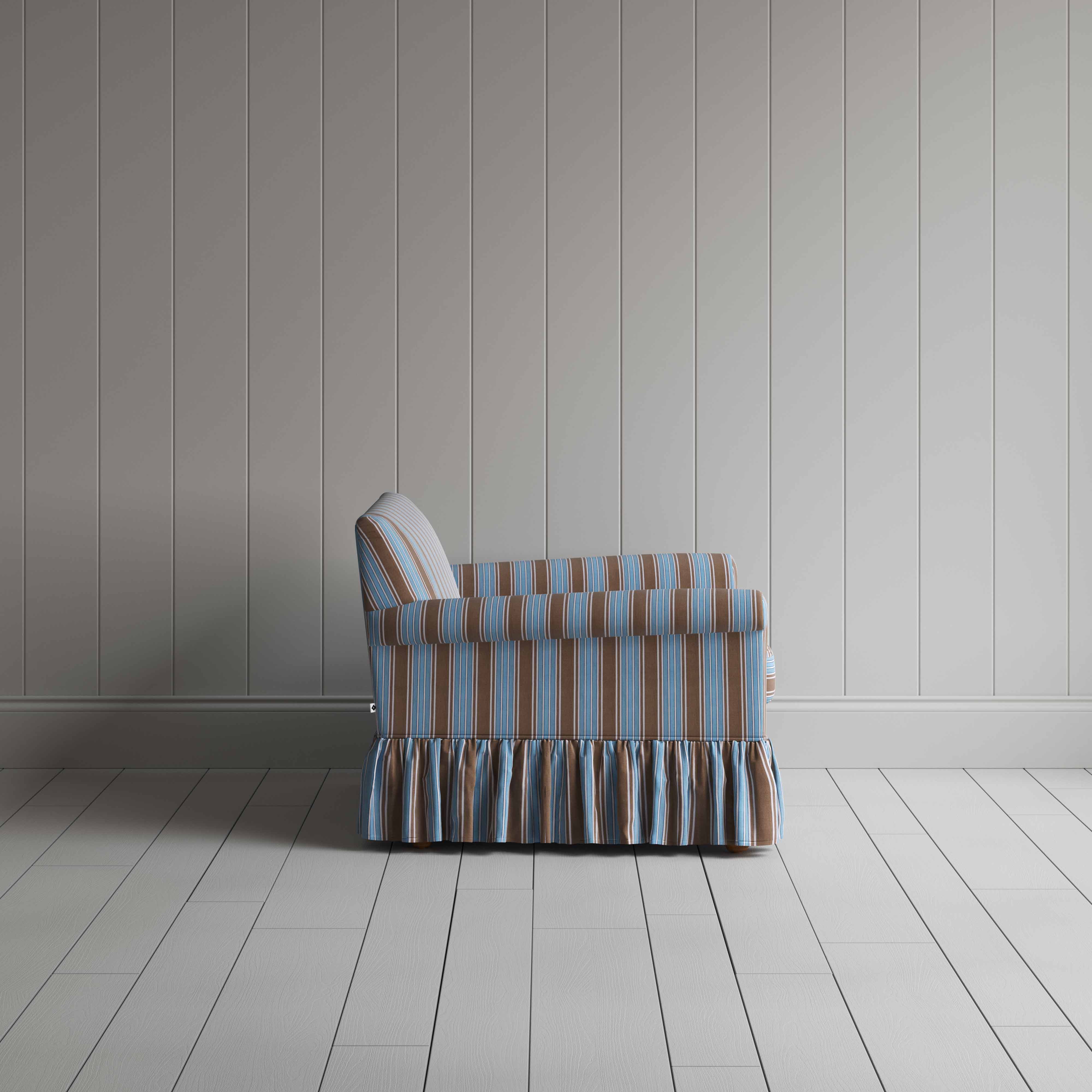 Curtain Call Love Seat in Regatta Cotton, Blue - Image 6