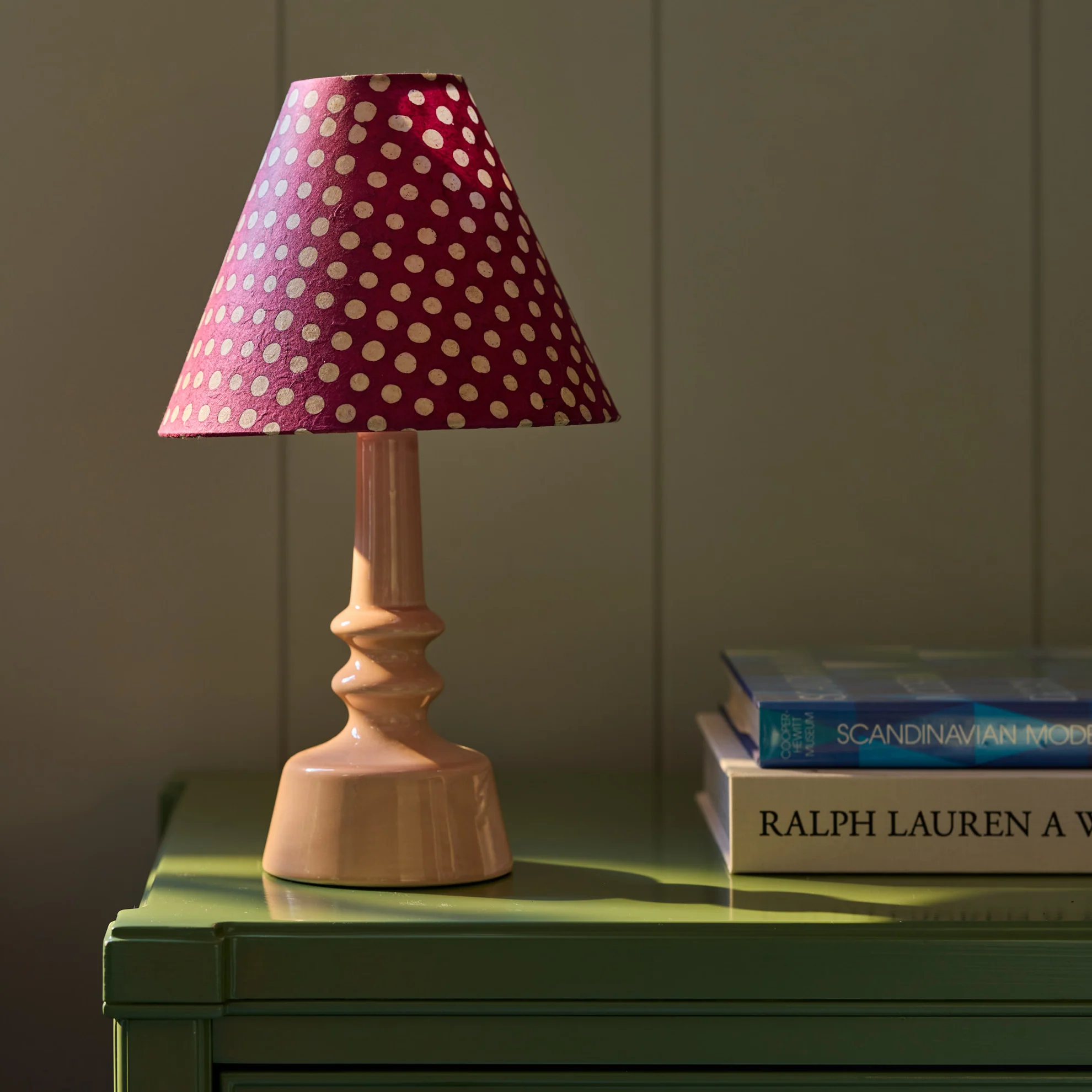 Ditsy Ceramic Table Lamp Base in Olive Green - Image 6