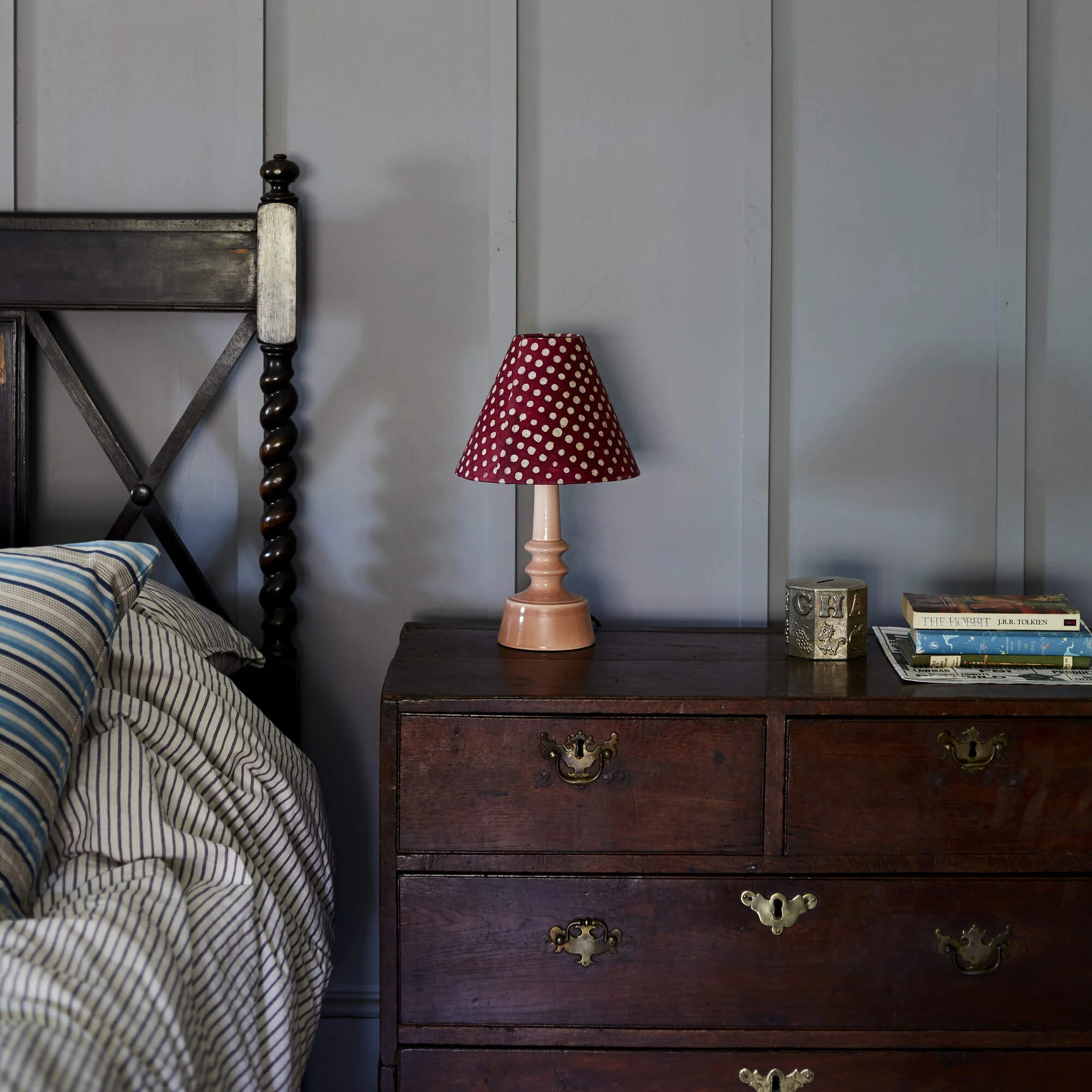 Ditsy Ceramic Table Lamp Base in Olive Green - Image 4