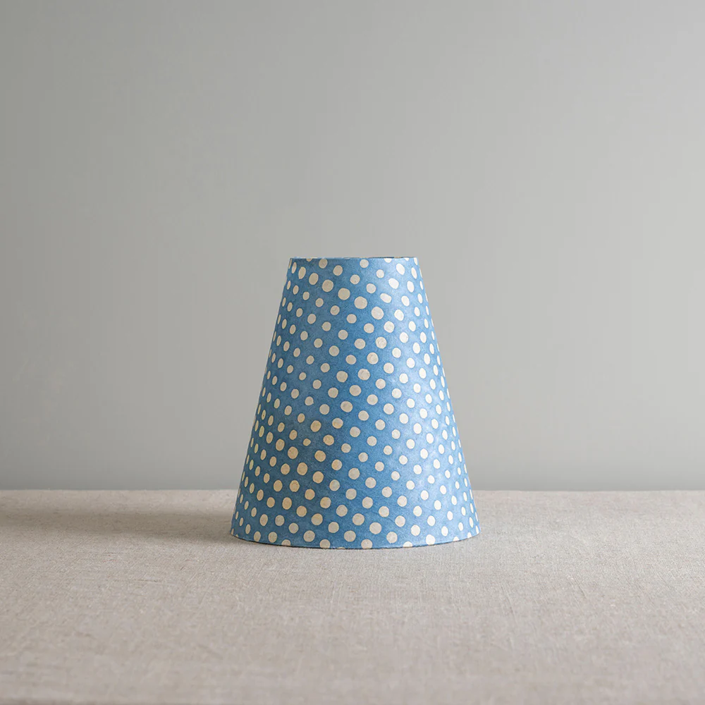 Ditsy Tall Tapered Lamp Shade in Dotty Sky Blue - Image 4
