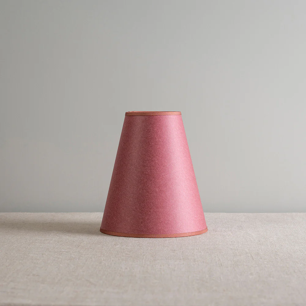 Ditsy Tall Tapered Lamp Shade in Burgundy with Pink Trim - Image 3