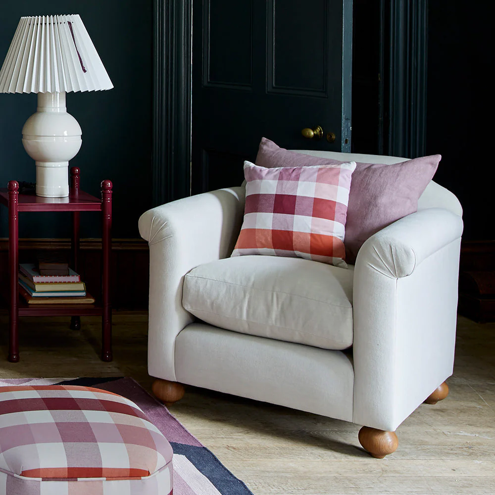 Dolittle Armchair in Slow Lane Cotton Linen, Berry - Image 3