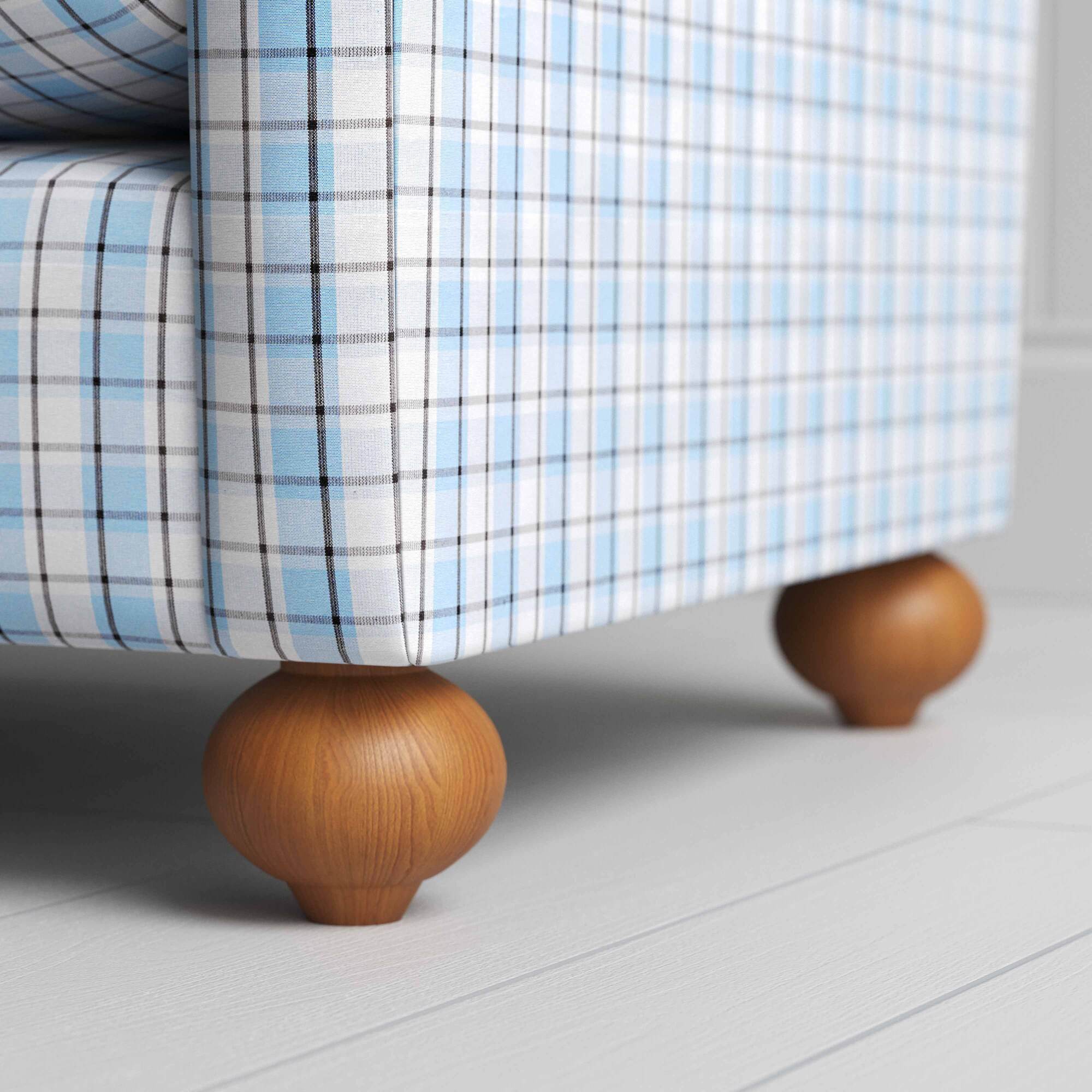 Dolittle Armchair in Square Deal Cotton, Blue Brown - Image 5