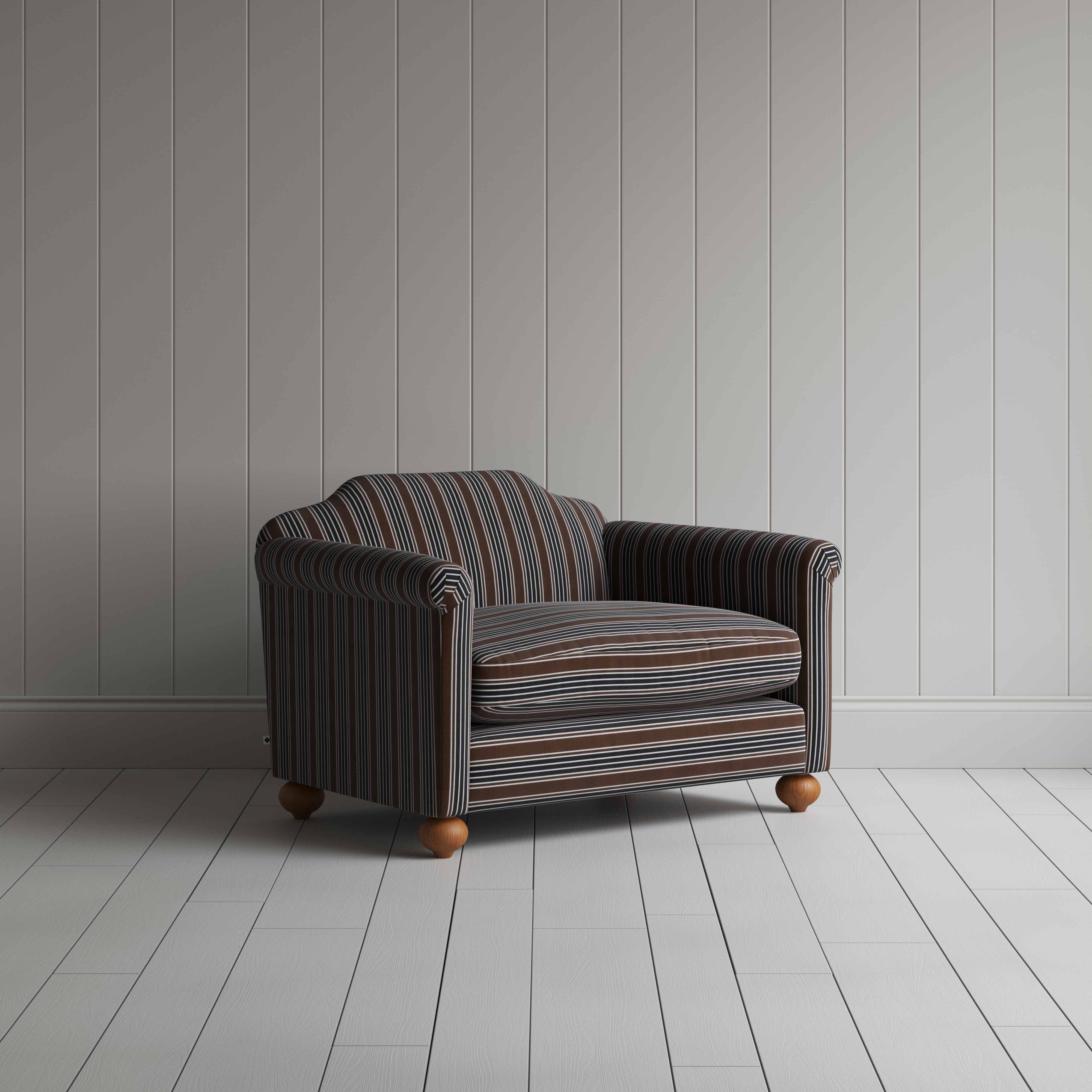 Dolittle Love Seat in Regatta Cotton, Charcoal
