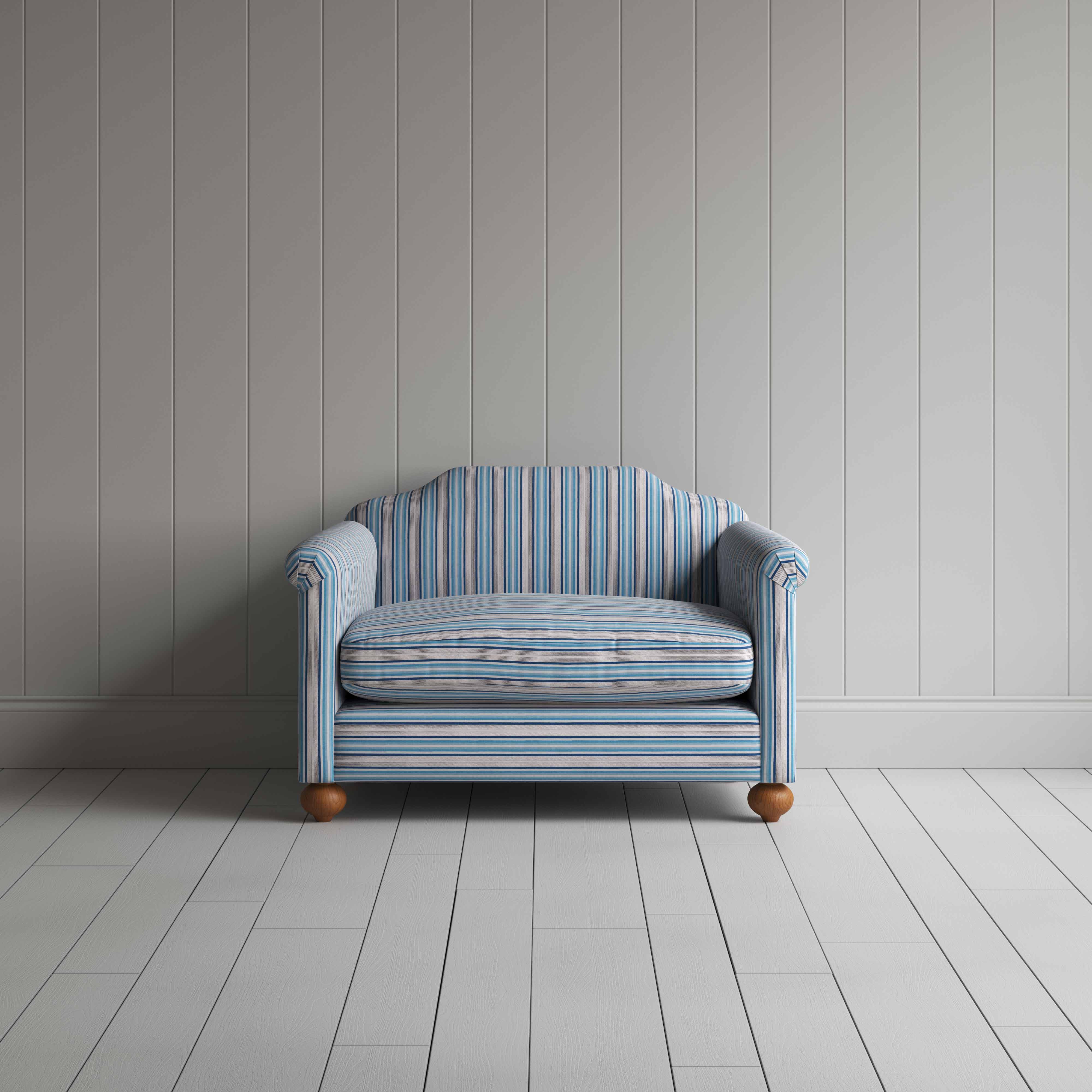 Dolittle Love Seat in Slow Lane Cotton Linen, Blue - Image 2