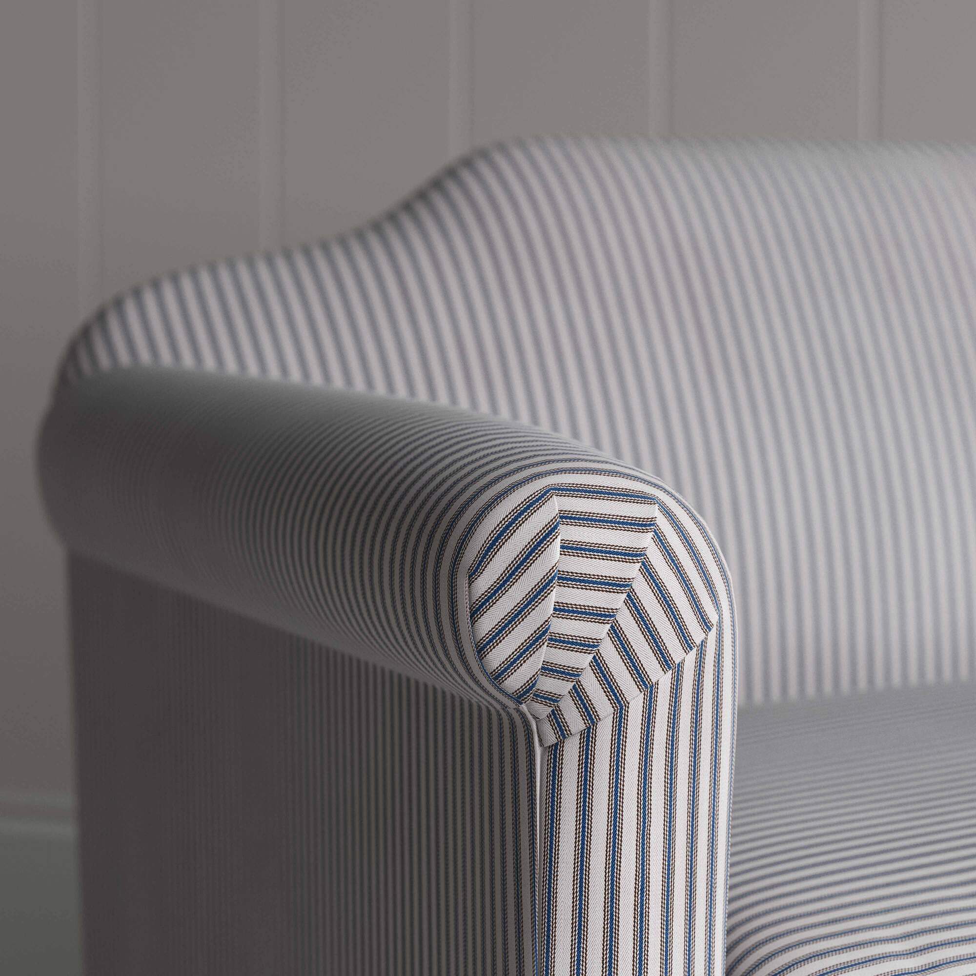 Dolittle Love Seat in Ticking Cotton, Blue Brown - Image 3
