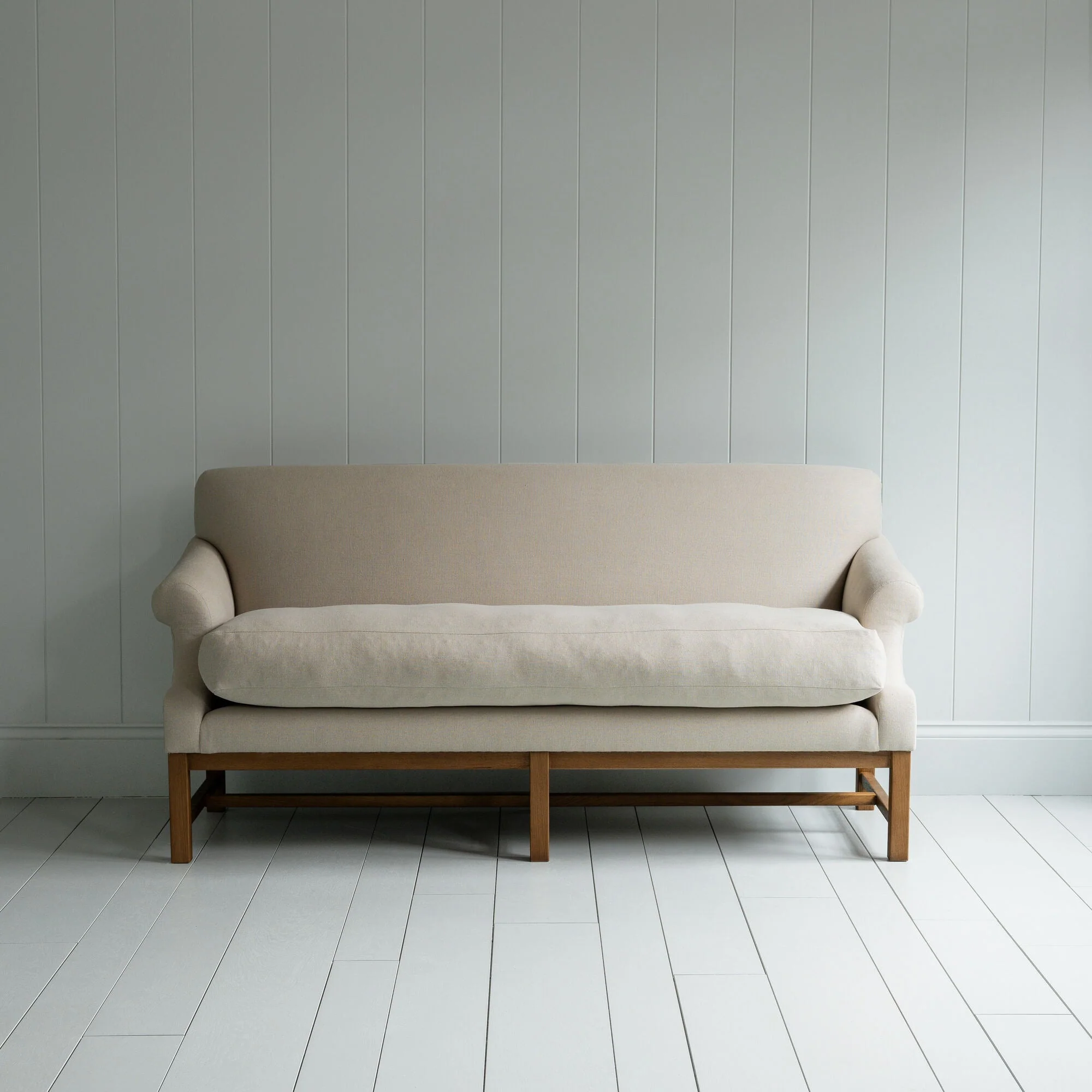 Front Row 3 Seater Upholstered Bench in Laidback Linen Dove - Image 3