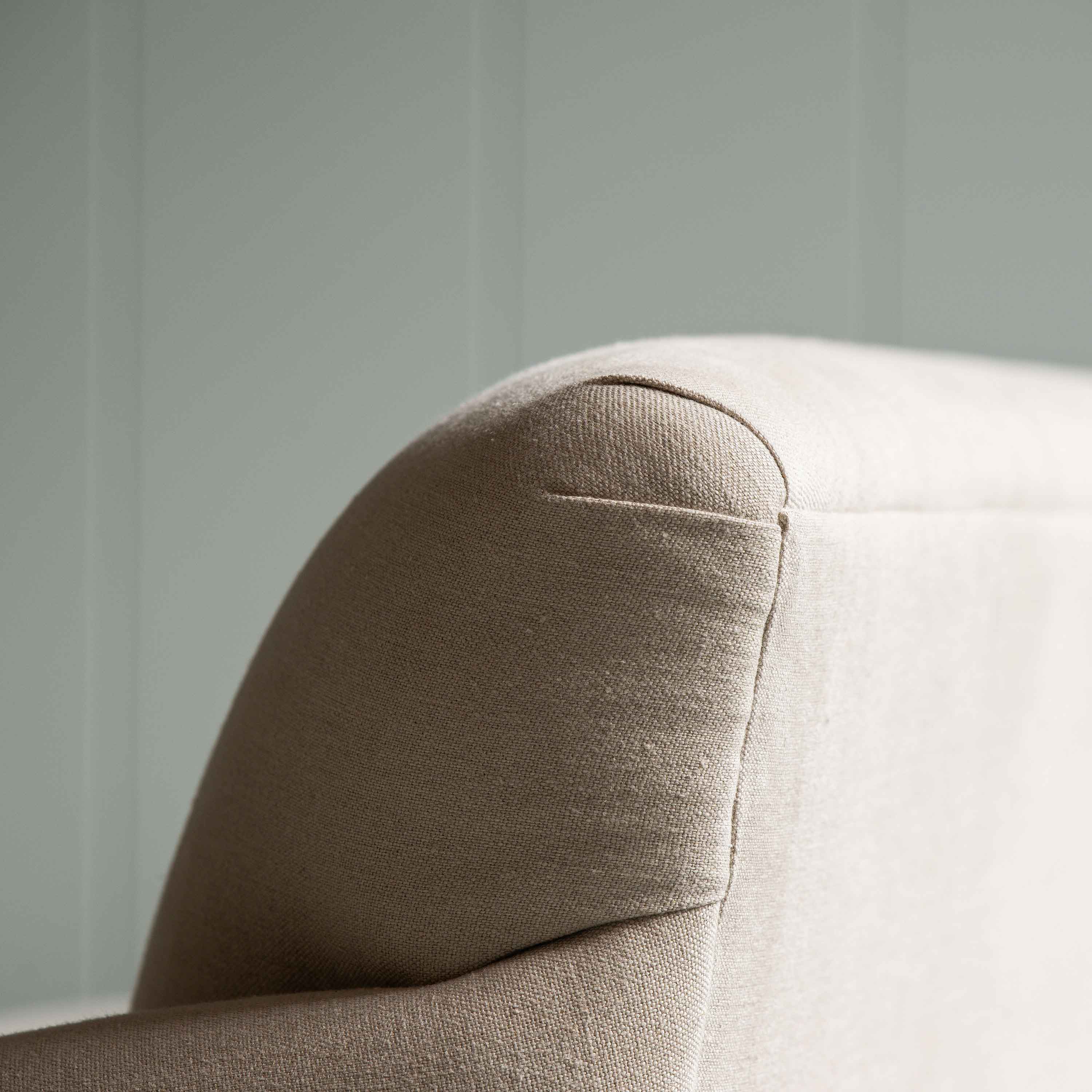 Front Row 3 Seater Upholstered Bench in Laidback Linen Dove Frame and Regatta Cotton Blue Seat - Image 10