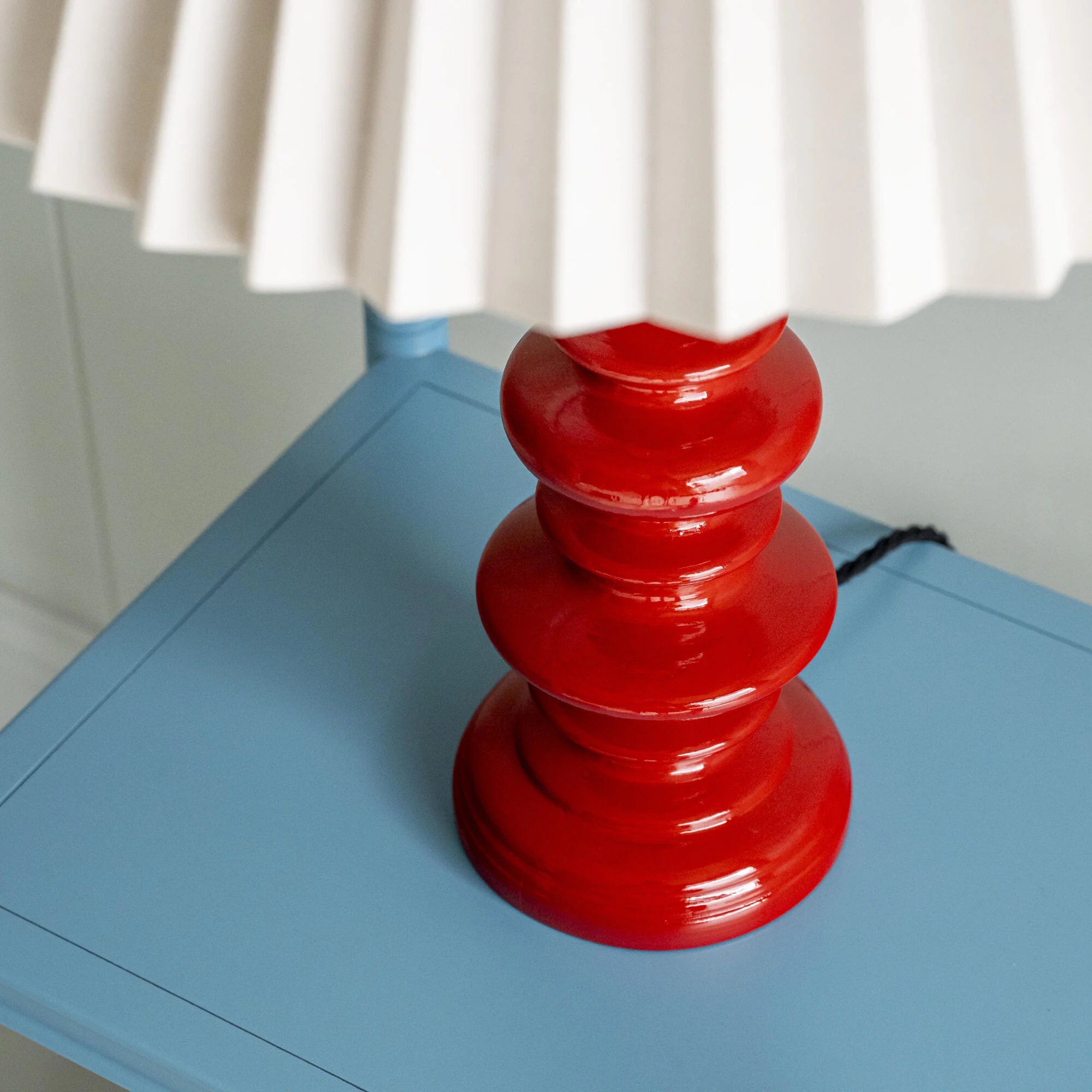 Good Turn Wooden Table Lamp Base in Scarlet Red - Image 4