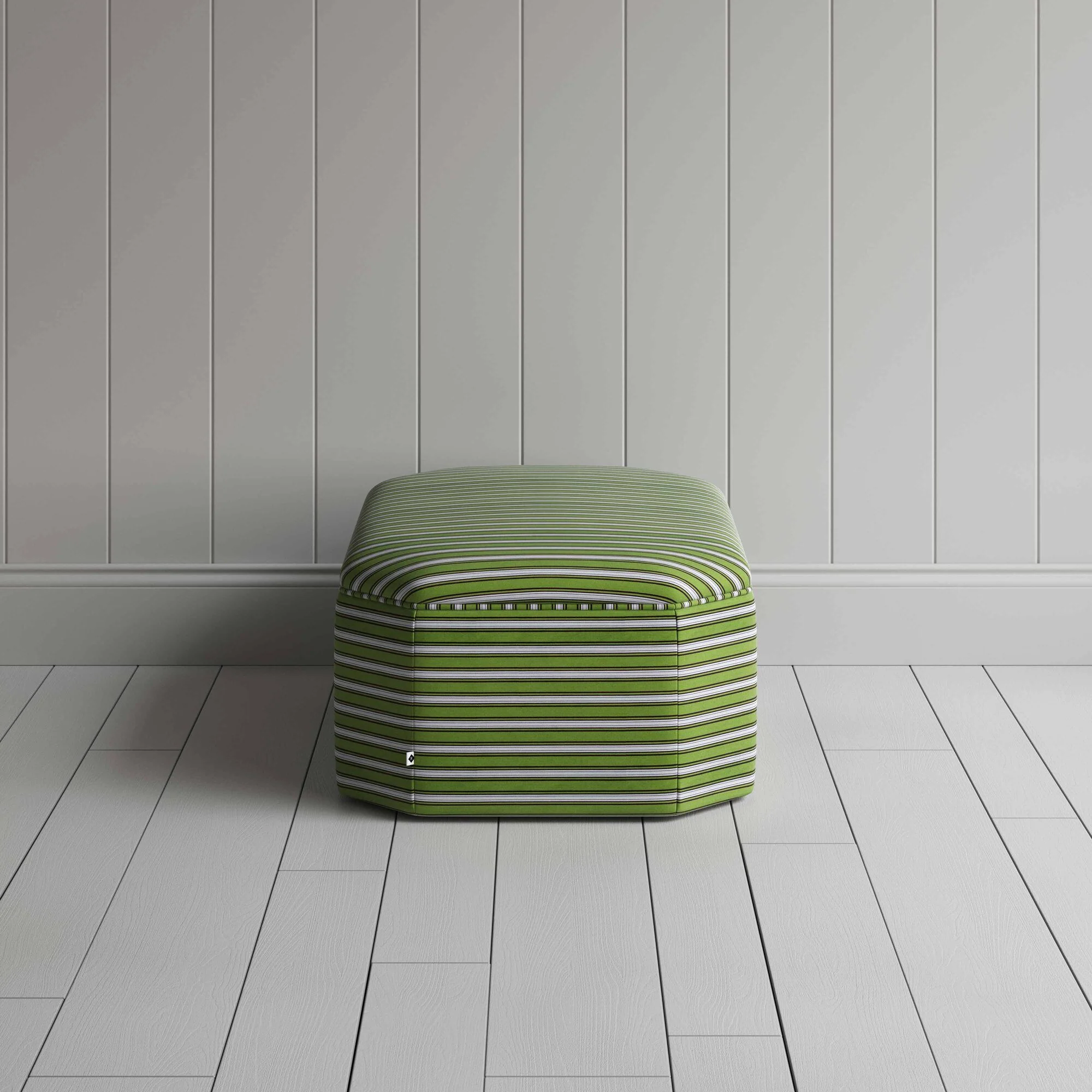 Hither Hexagonal Ottoman in Colonnade Cotton, Green and Wine - Image 5