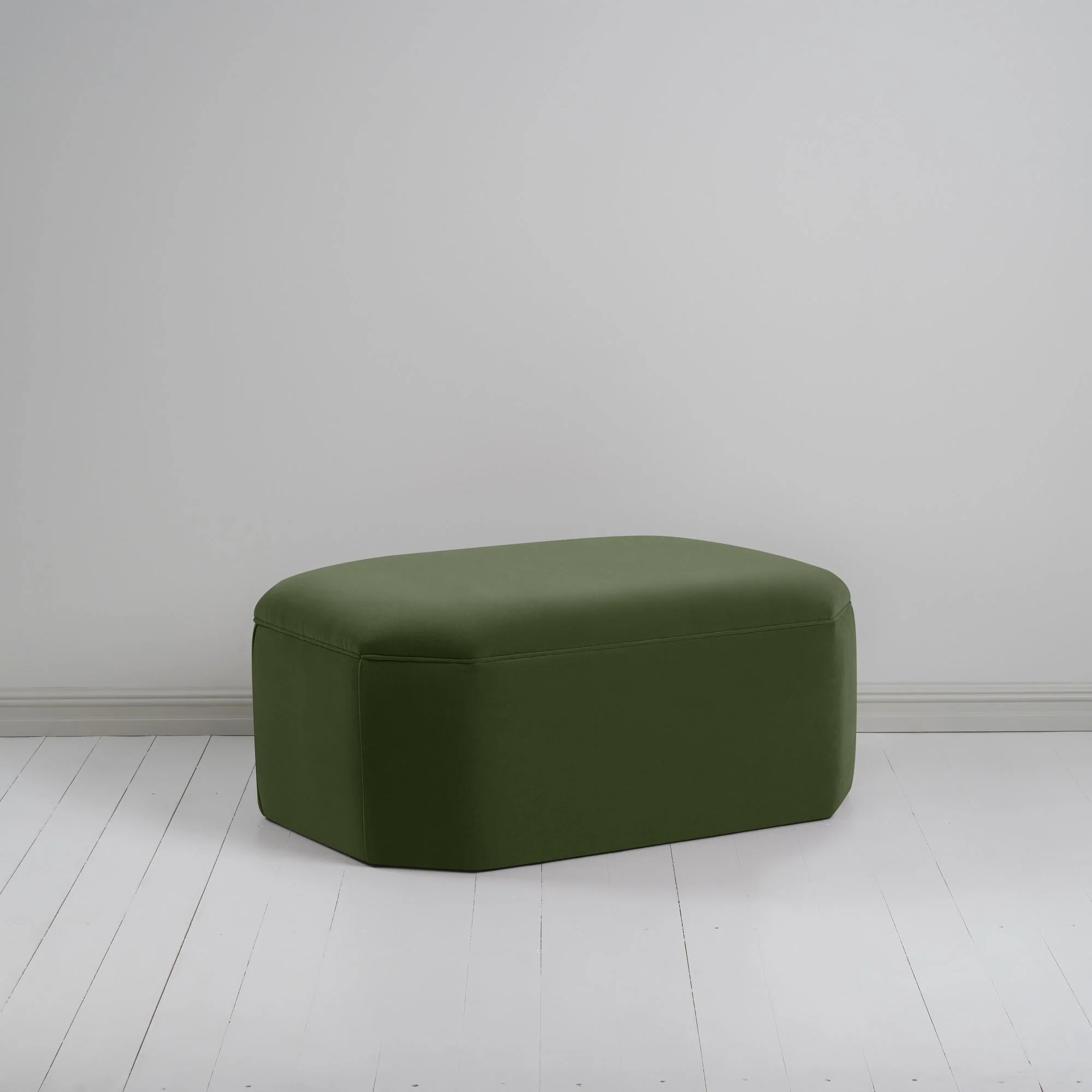 Hither Hexagonal Ottoman in Intelligent Velvet Juniper