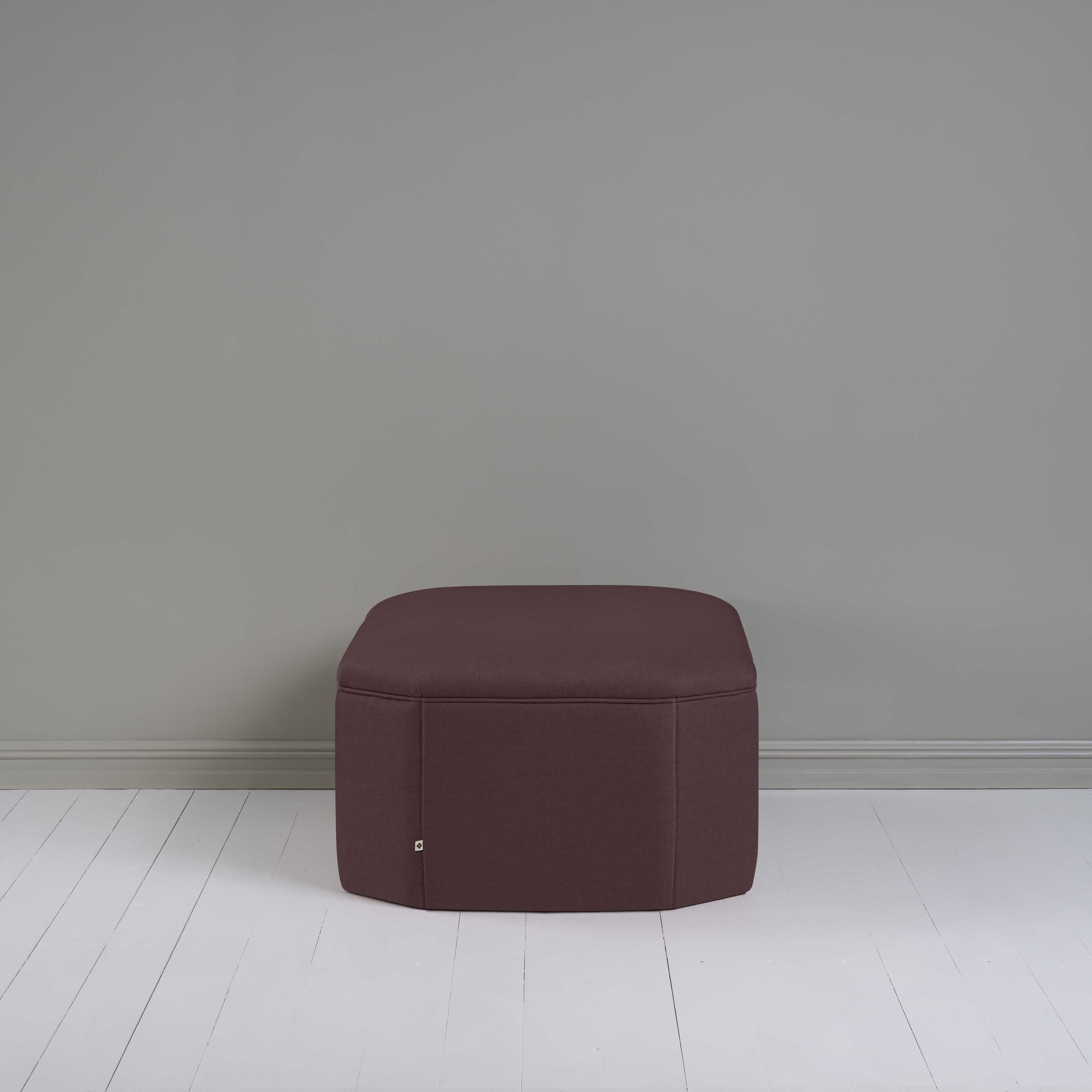 Hither Hexagonal Ottoman in Laidback Linen Damson - Image 4