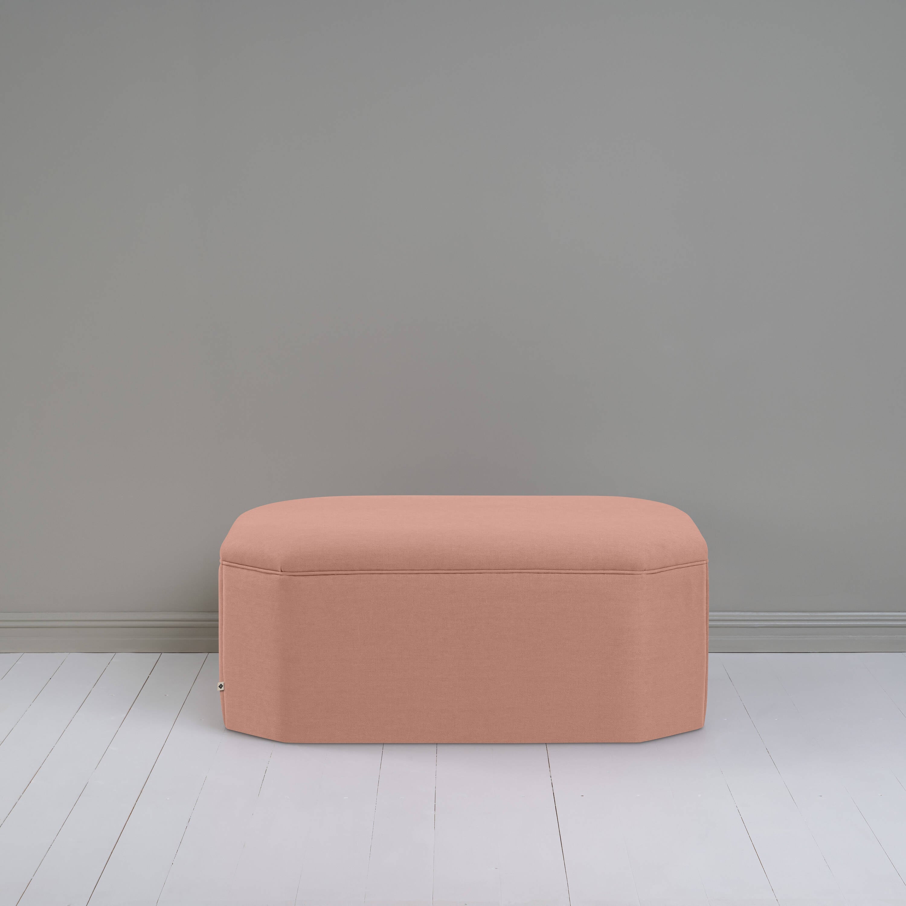 Hither Hexagonal Ottoman in Laidback Linen Roseberry - Image 2