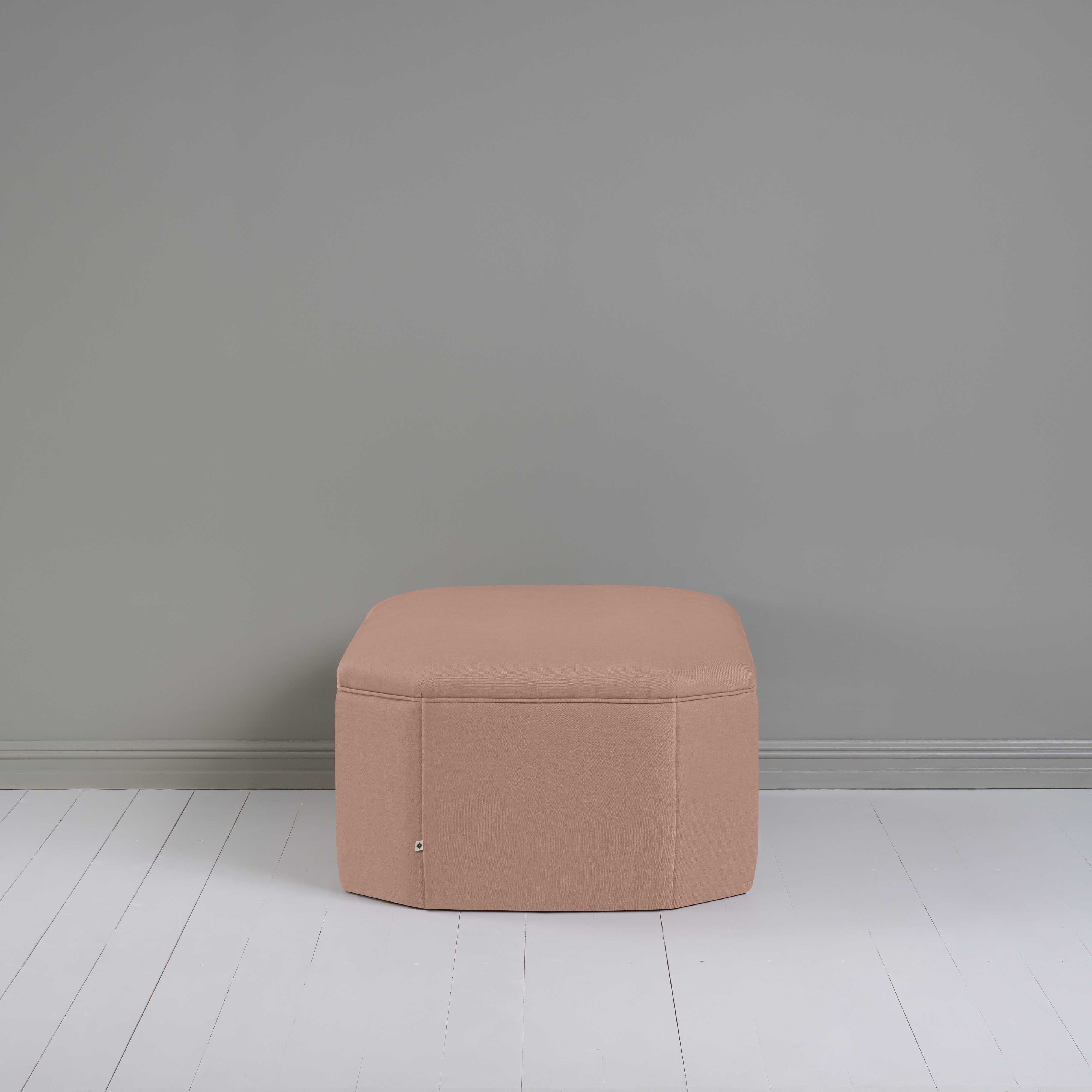 Hither Hexagonal Ottoman in Laidback Linen Roseberry - Image 4