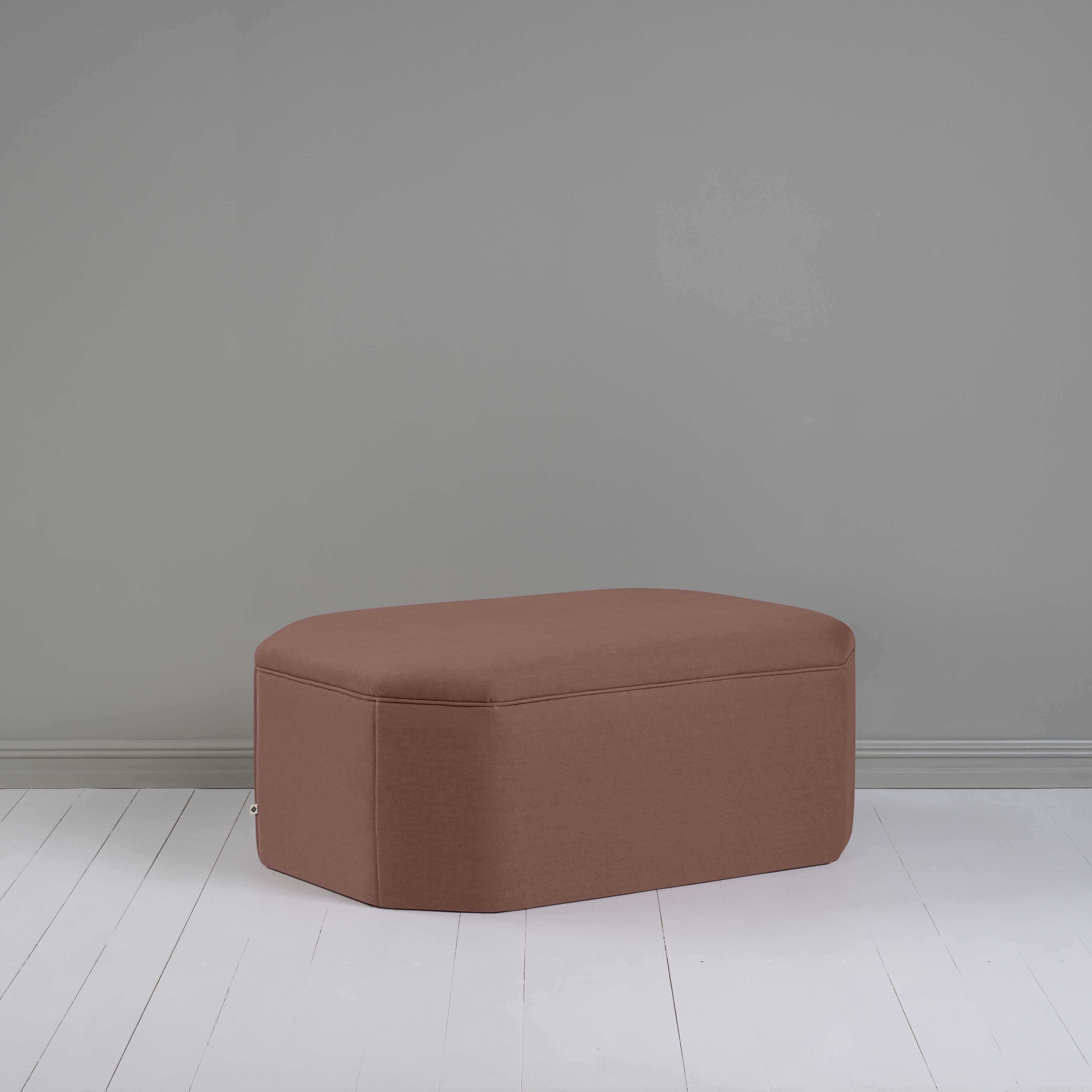 Hither Hexagonal Ottoman in Laidback Linen Sweet Briar