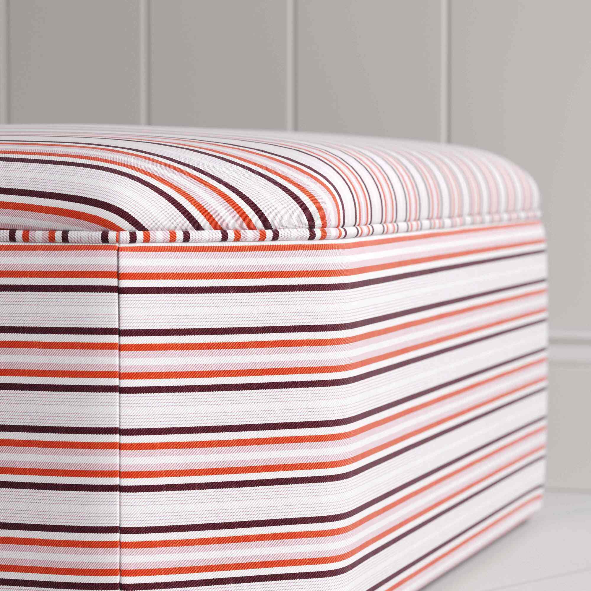 Hither Hexagonal Ottoman in Slow Lane Cotton Linen, Berry - Image 3
