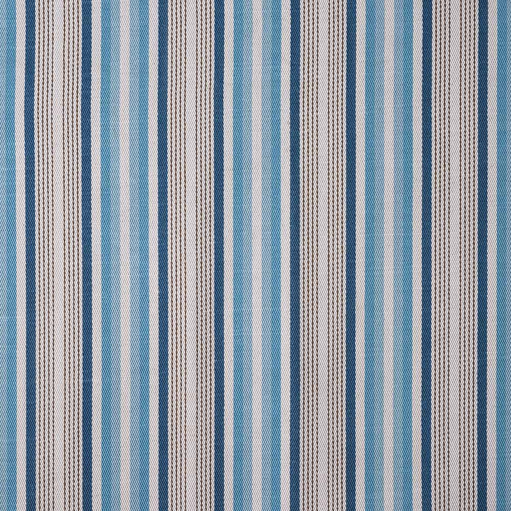 Hither Hexagonal Ottoman in Slow Lane Cotton Linen, Blue - Image 6