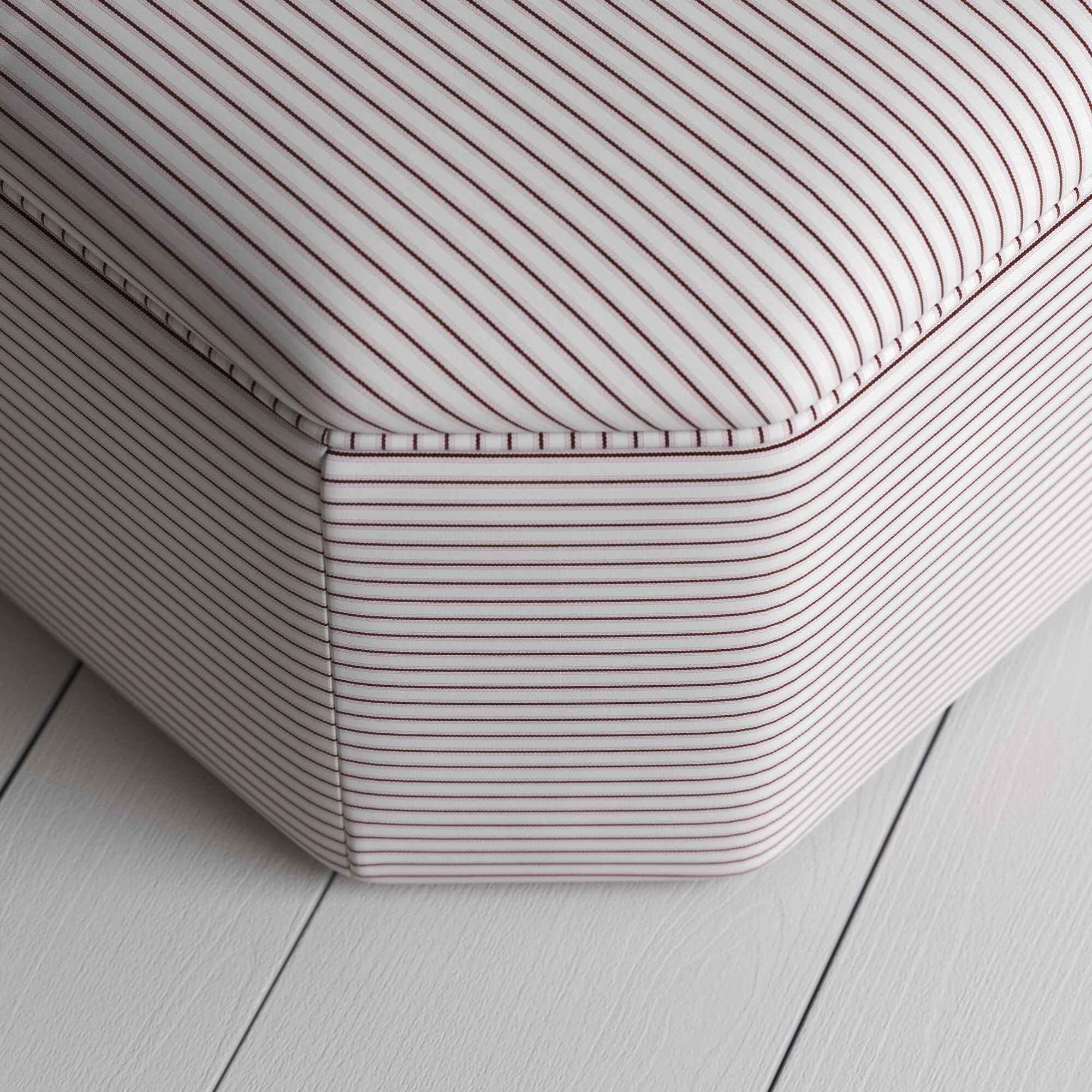 Hither Hexagonal Ottoman in Ticking Cotton, Berry - Image 4
