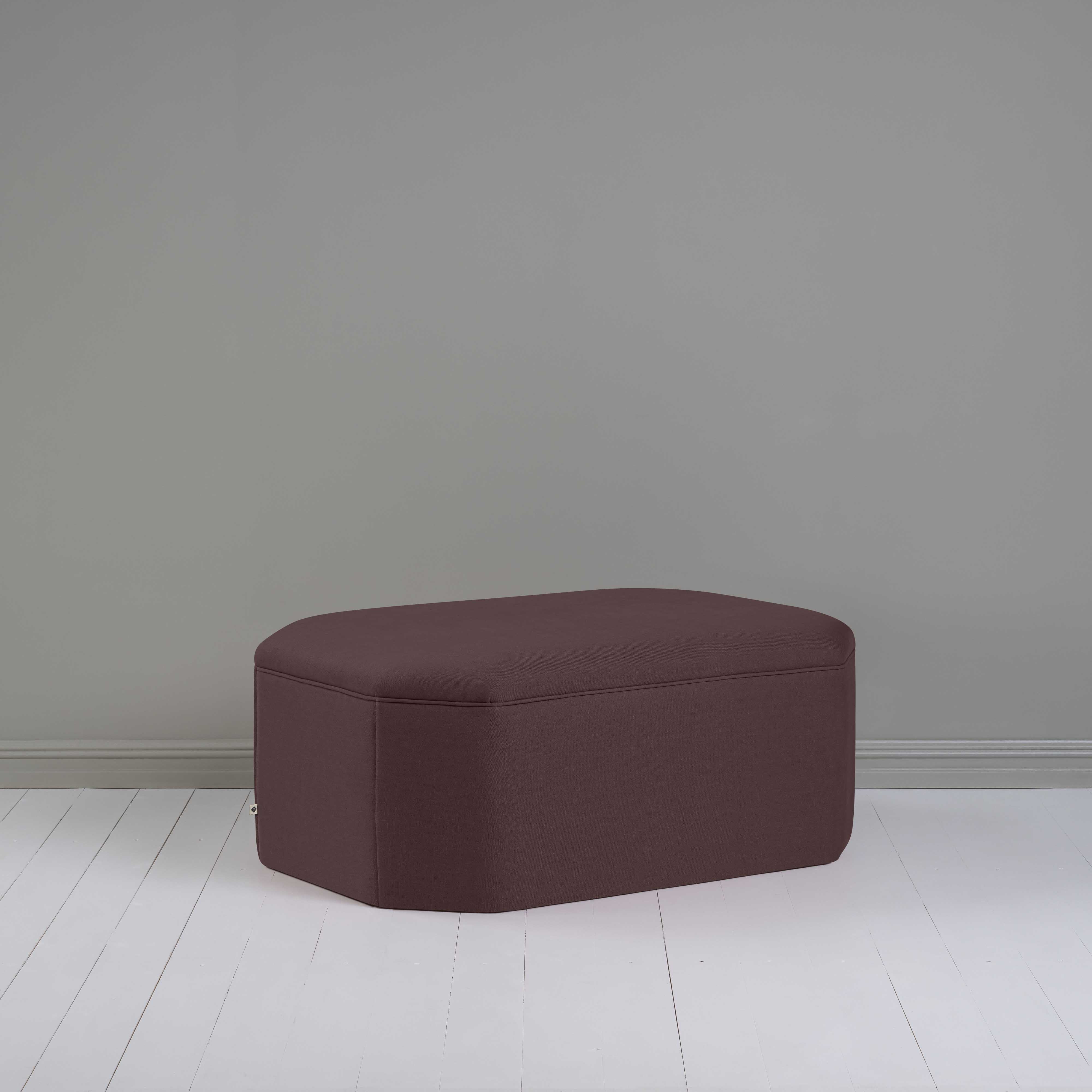Hither Hexagonal Storage Ottoman in Laidback Linen Damson