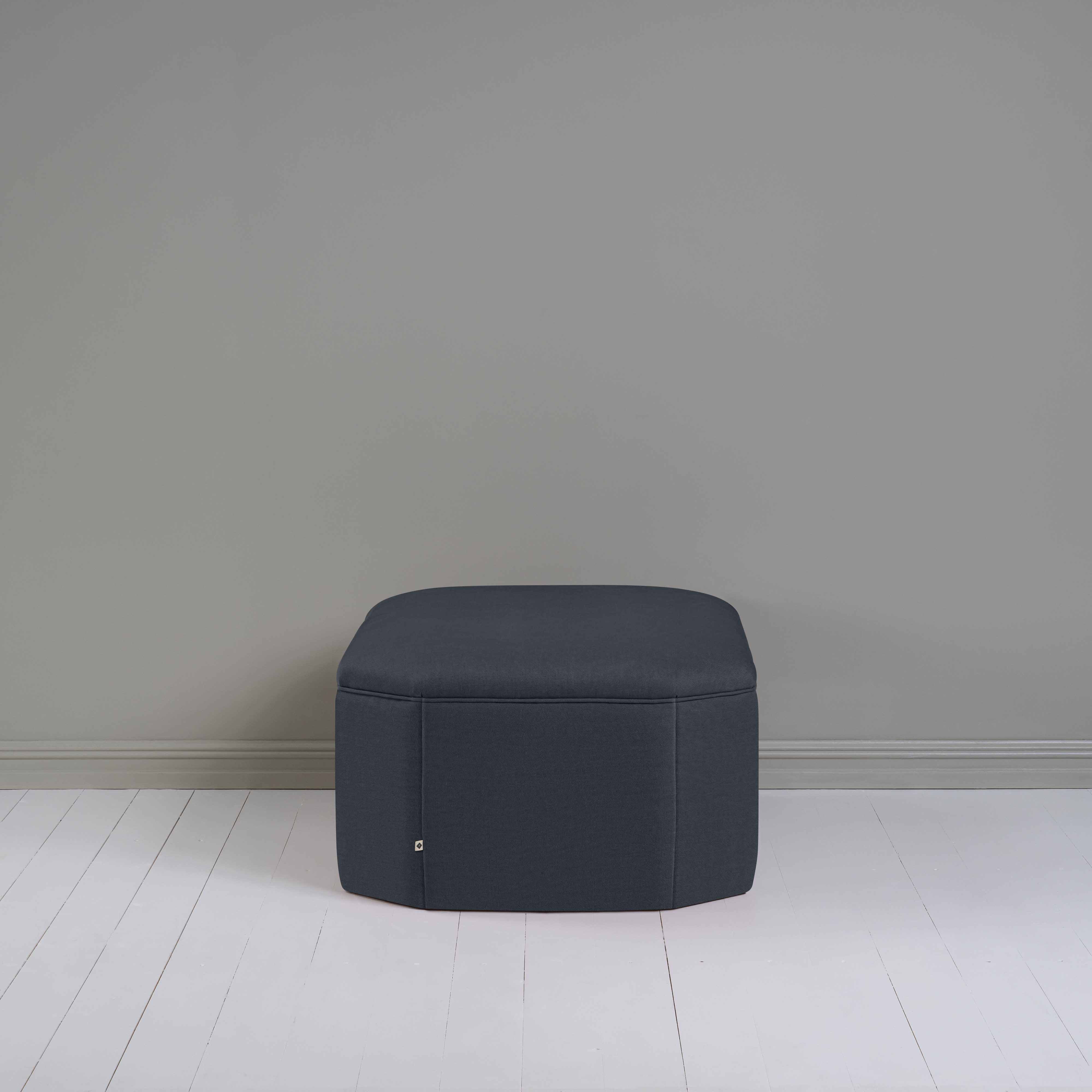 Hither Hexagonal Storage Ottoman in Laidback Linen Midnight - Image 4