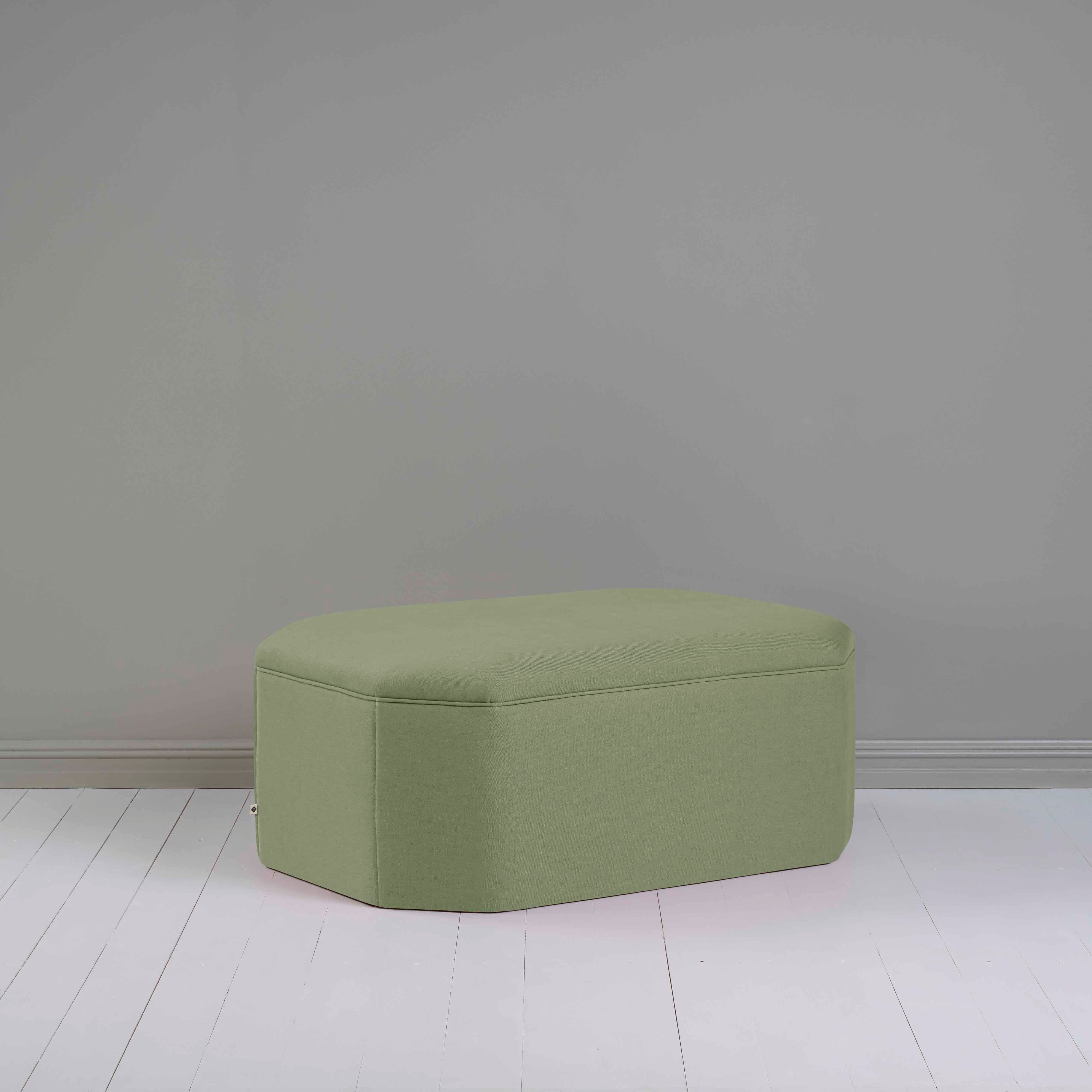 Hither Hexagonal Storage Ottoman in Laidback Linen Moss