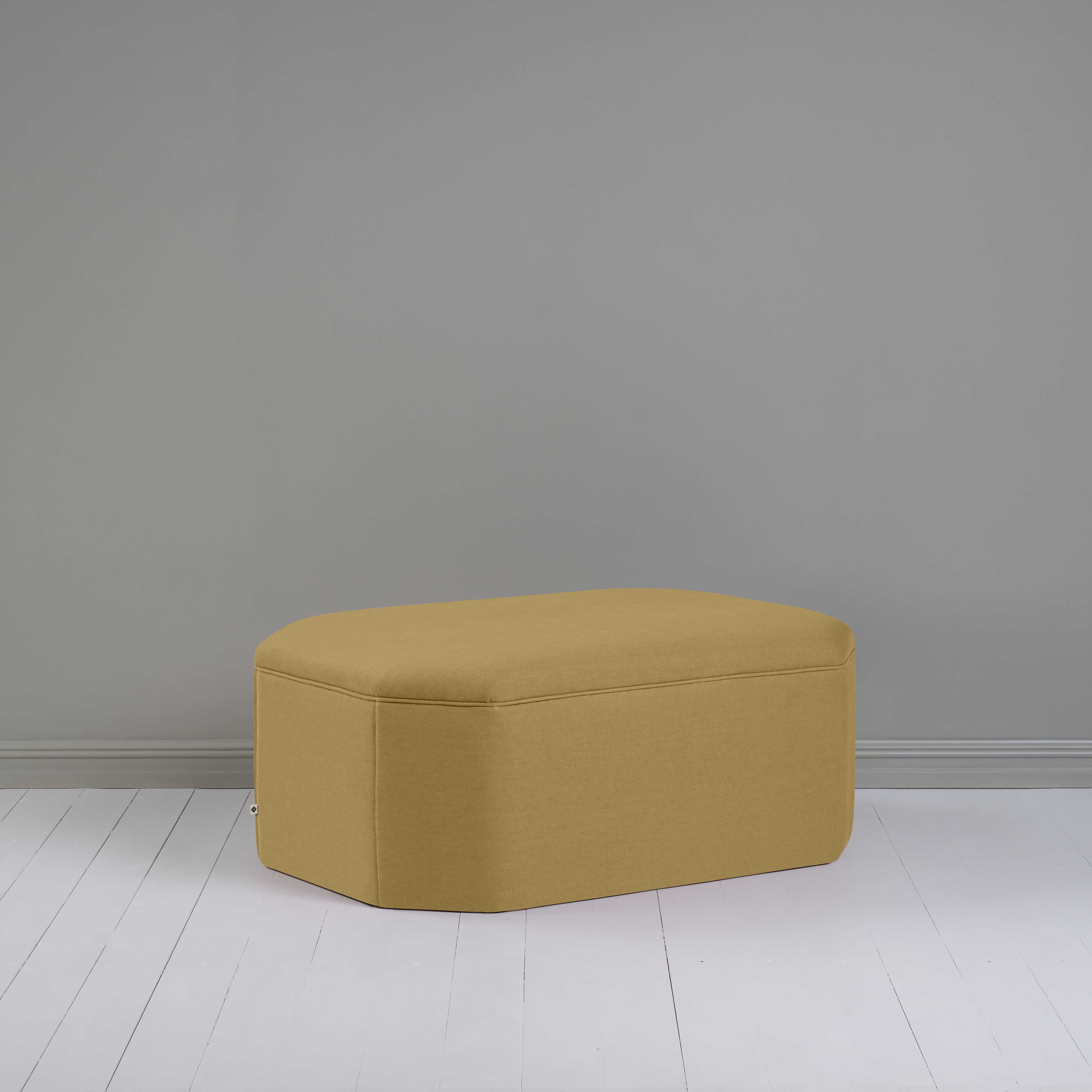 Hither Hexagonal Storage Ottoman in Laidback Linen Ochre