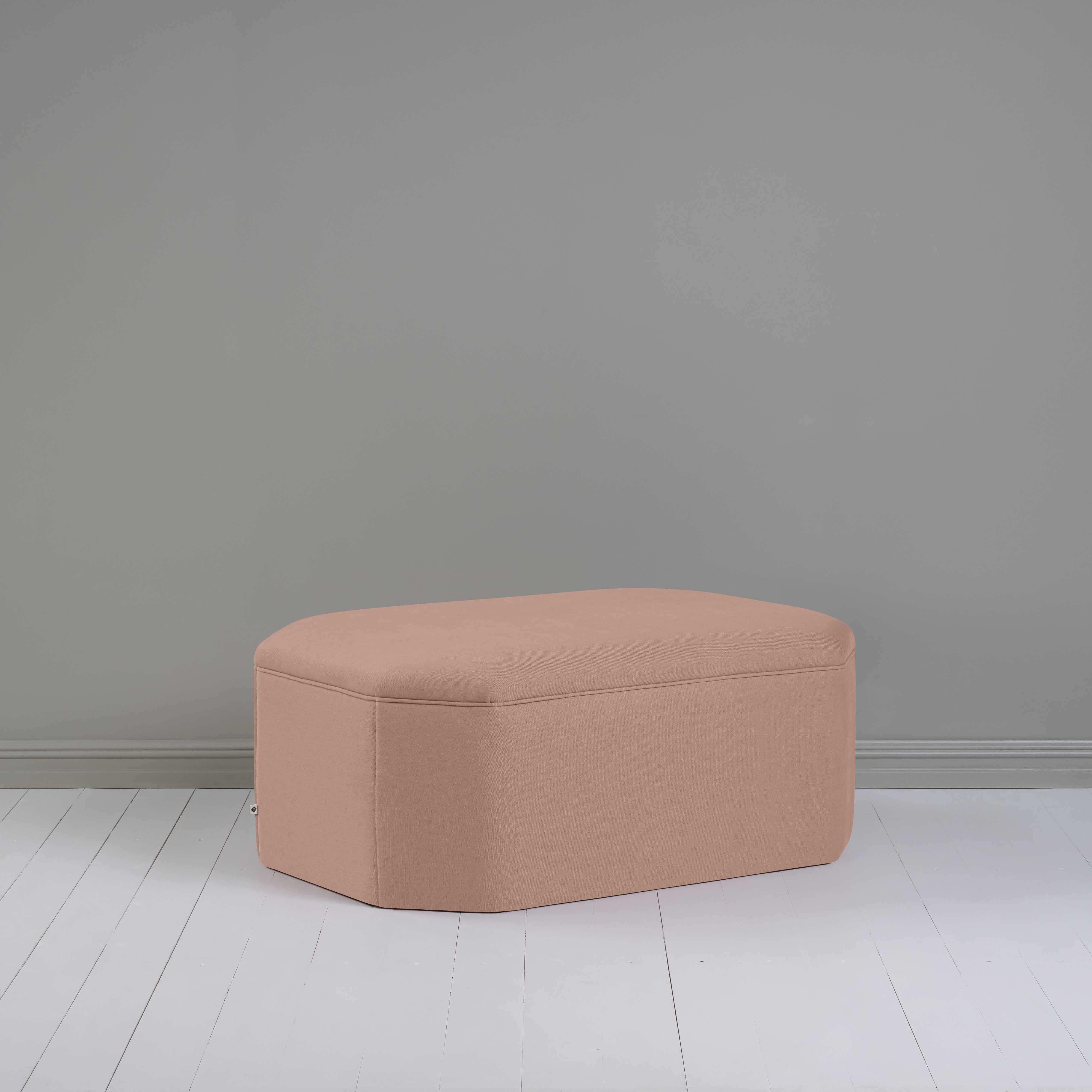 Hither Hexagonal Storage Ottoman in Laidback Linen Roseberry