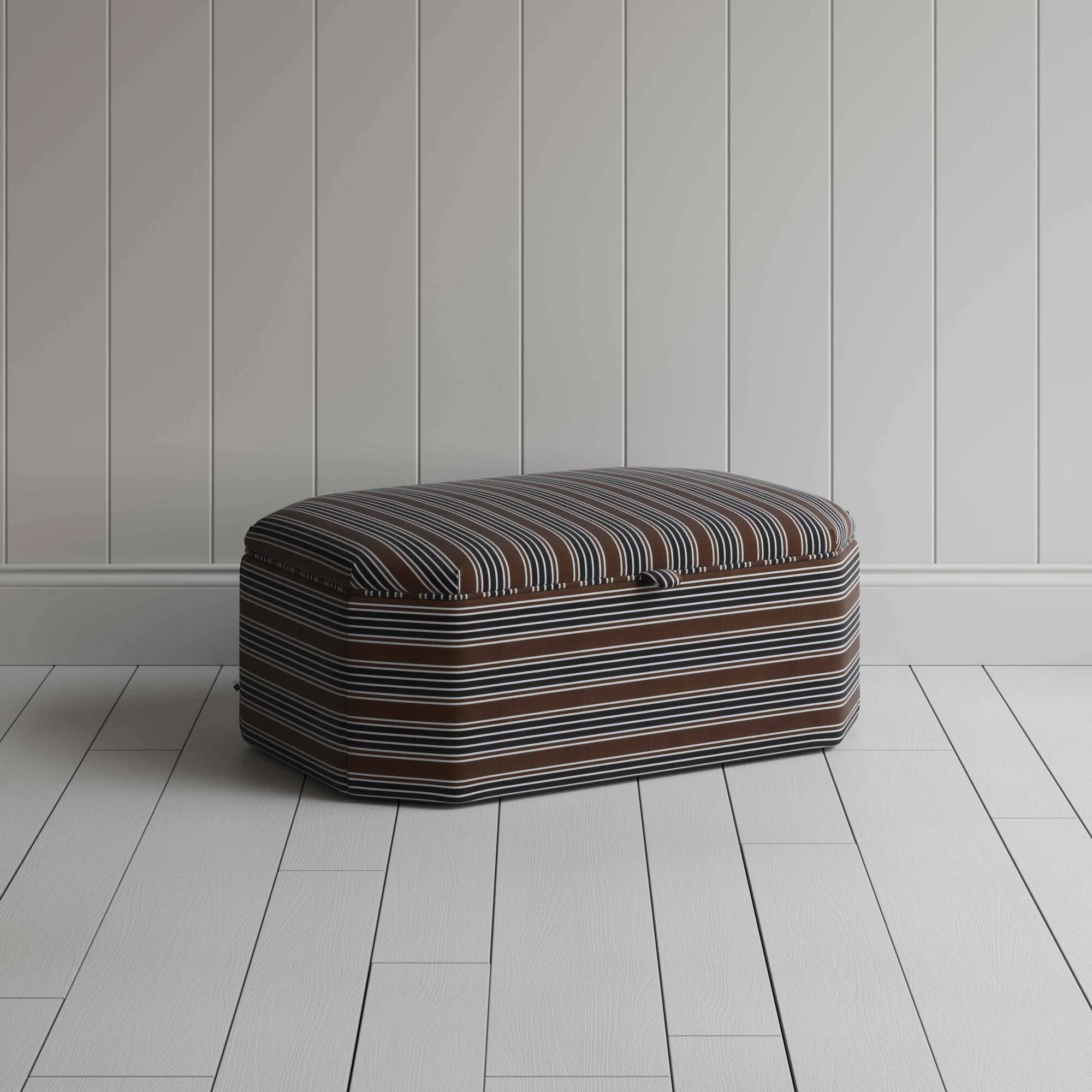 Hither Hexagonal Storage Ottoman in Regatta Cotton, Charcoal