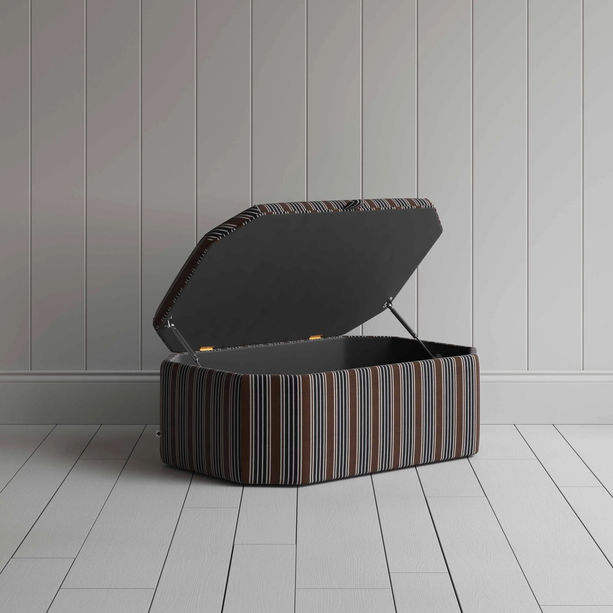Hither Hexagonal Storage Ottoman in Regatta Cotton, Charcoal - Image 2