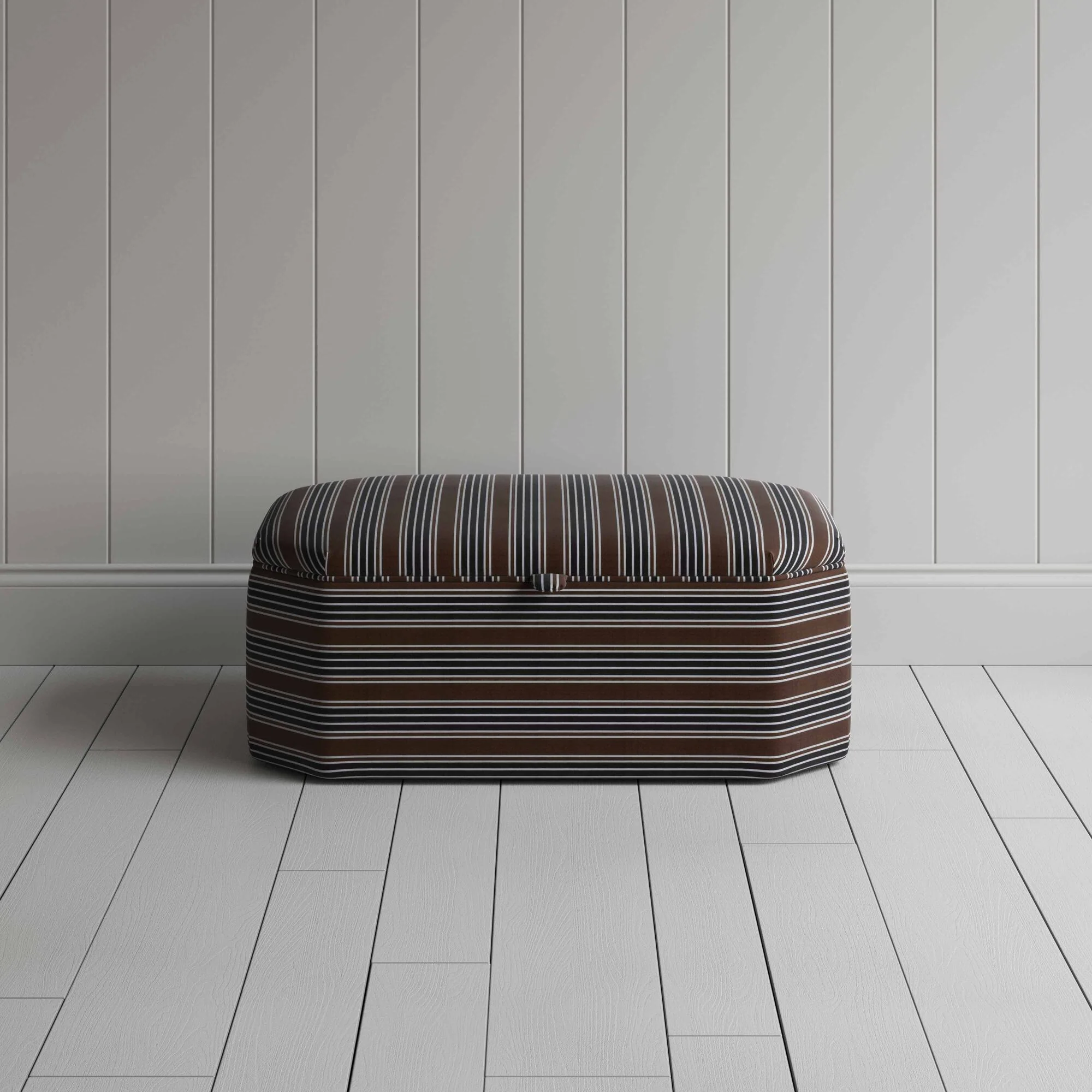 Hither Hexagonal Storage Ottoman in Regatta Cotton, Charcoal - Image 3