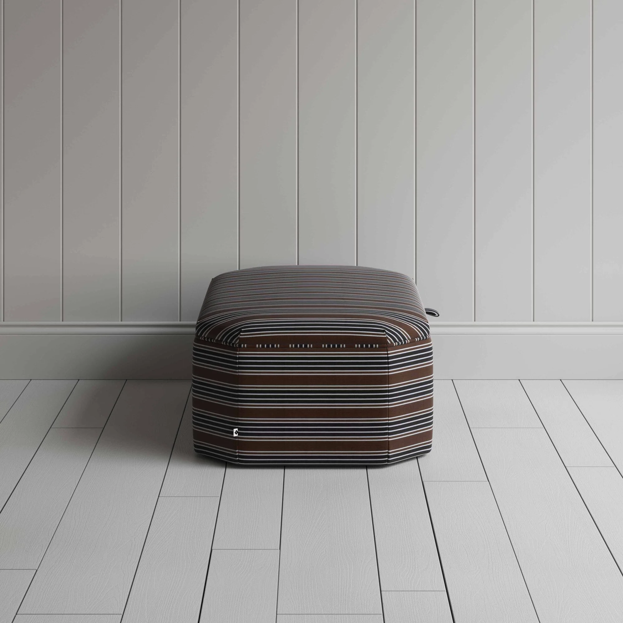 Hither Hexagonal Storage Ottoman in Regatta Cotton, Charcoal - Image 5