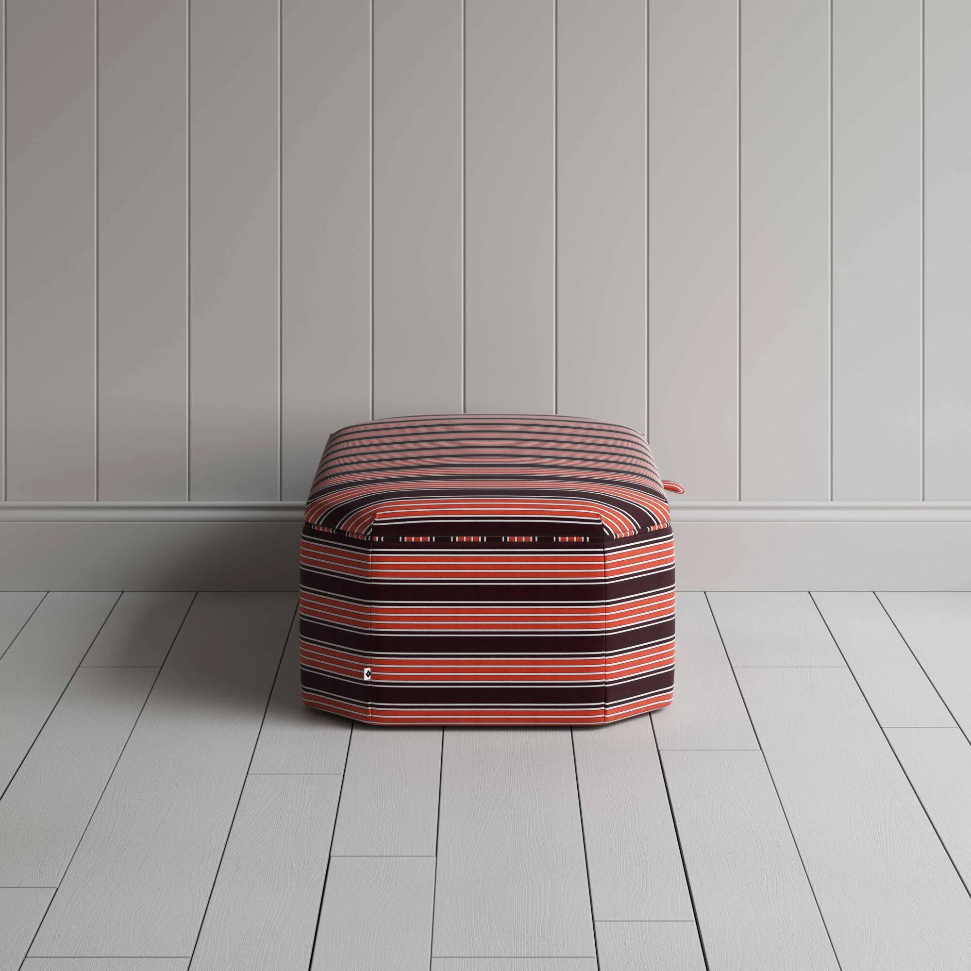 Hither Hexagonal Storage Ottoman in Regatta Cotton, Flame - Image 5