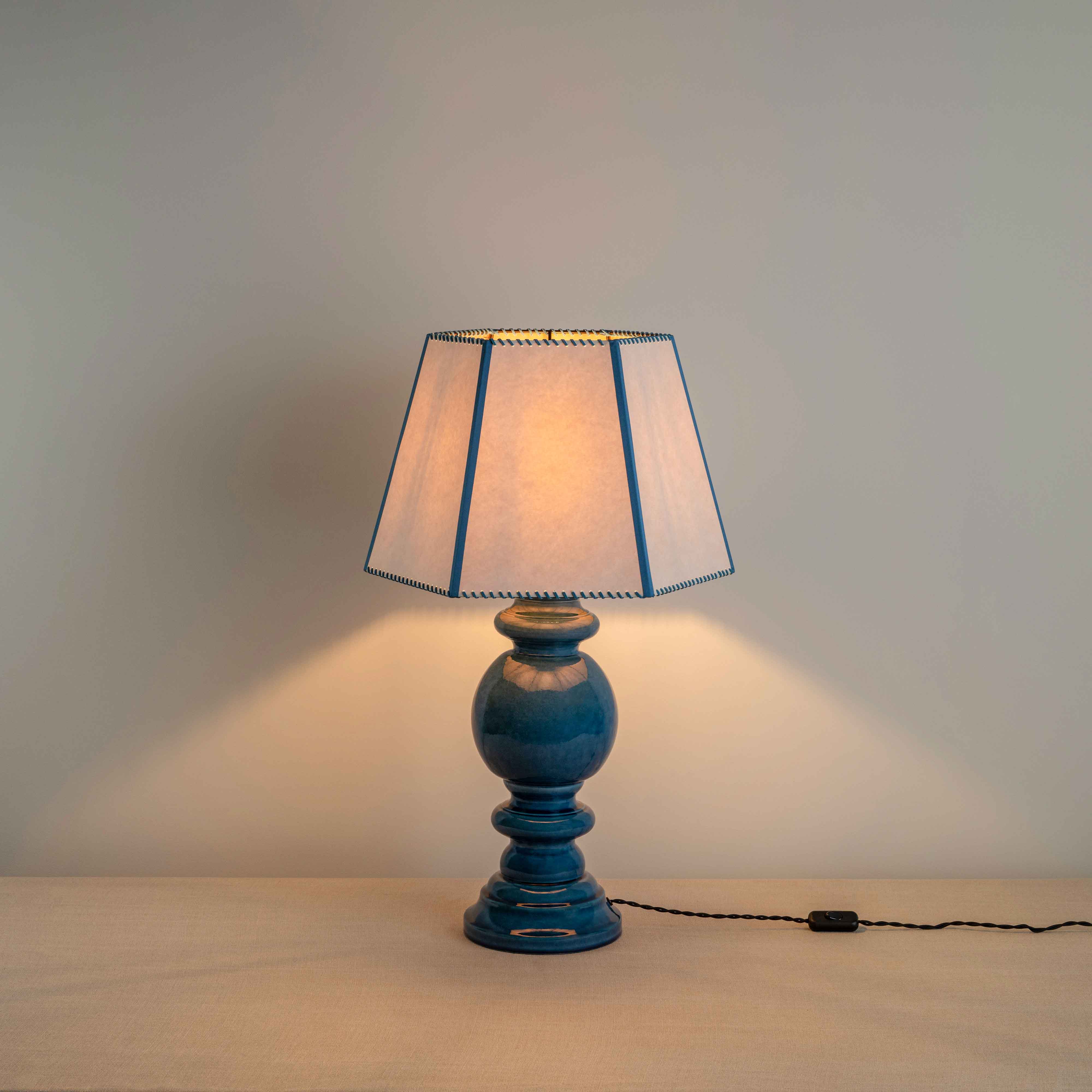 Hourglass Ceramic Table Lamp Base in Blue - Image 5