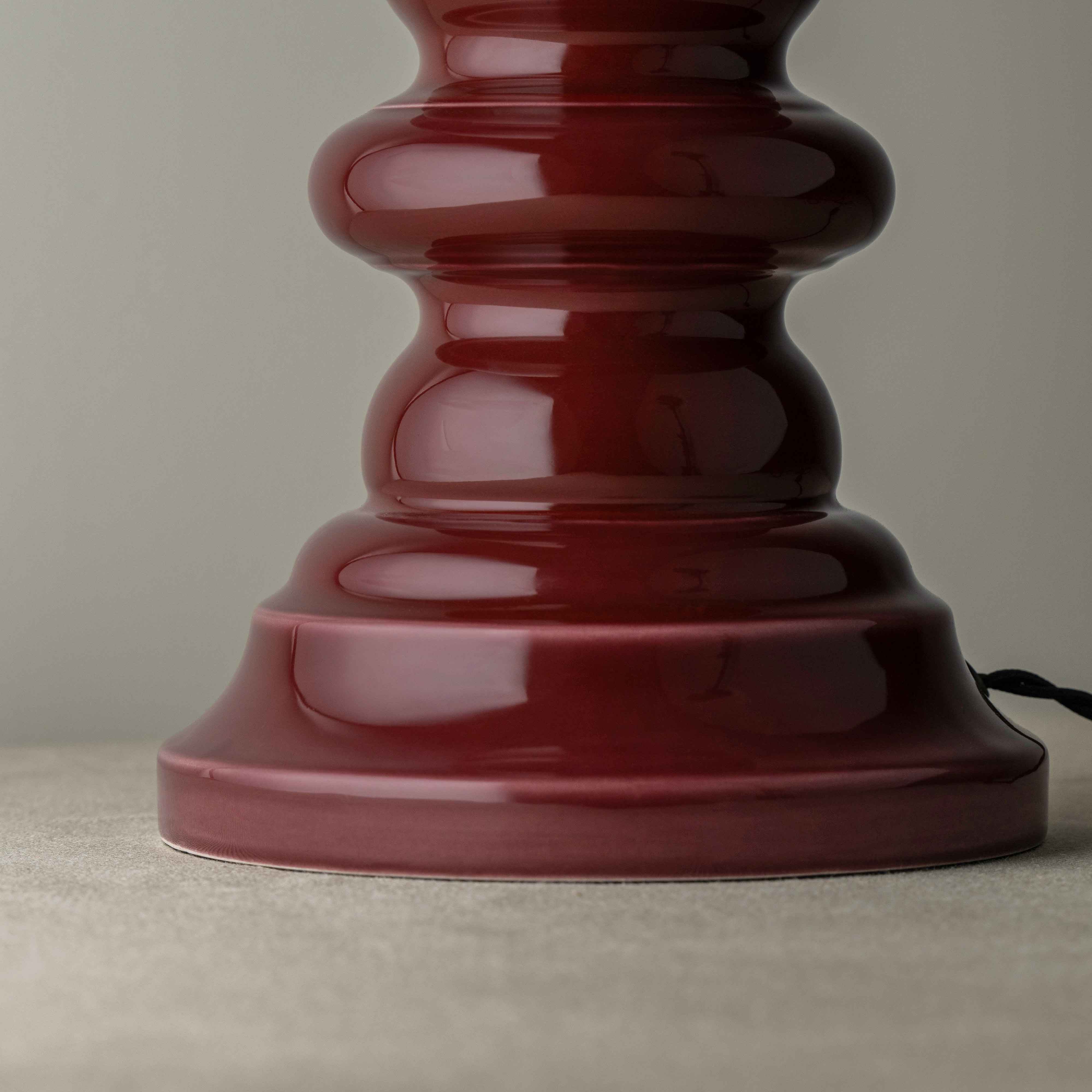 Hourglass Ceramic Table Lamp Base in Cherry - Image 9