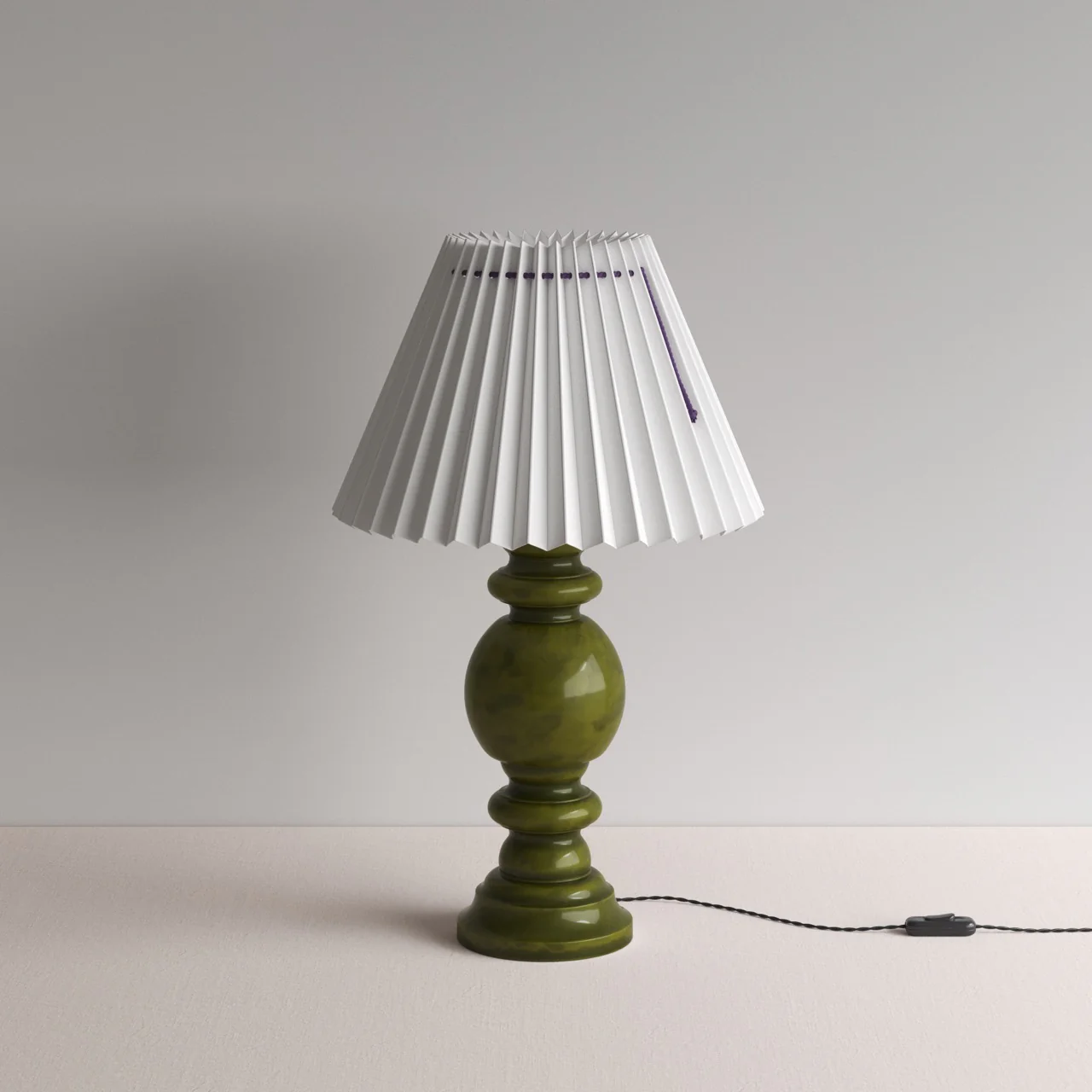 Hourglass Ceramic Table Lamp Base in Green - Image 13