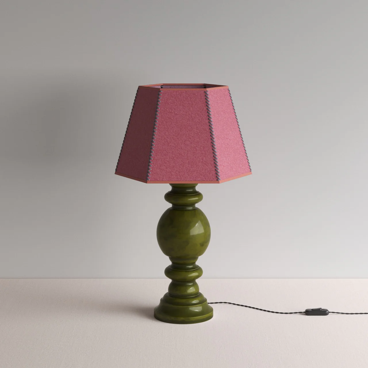 Hourglass Ceramic Table Lamp Base in Green - Image 17