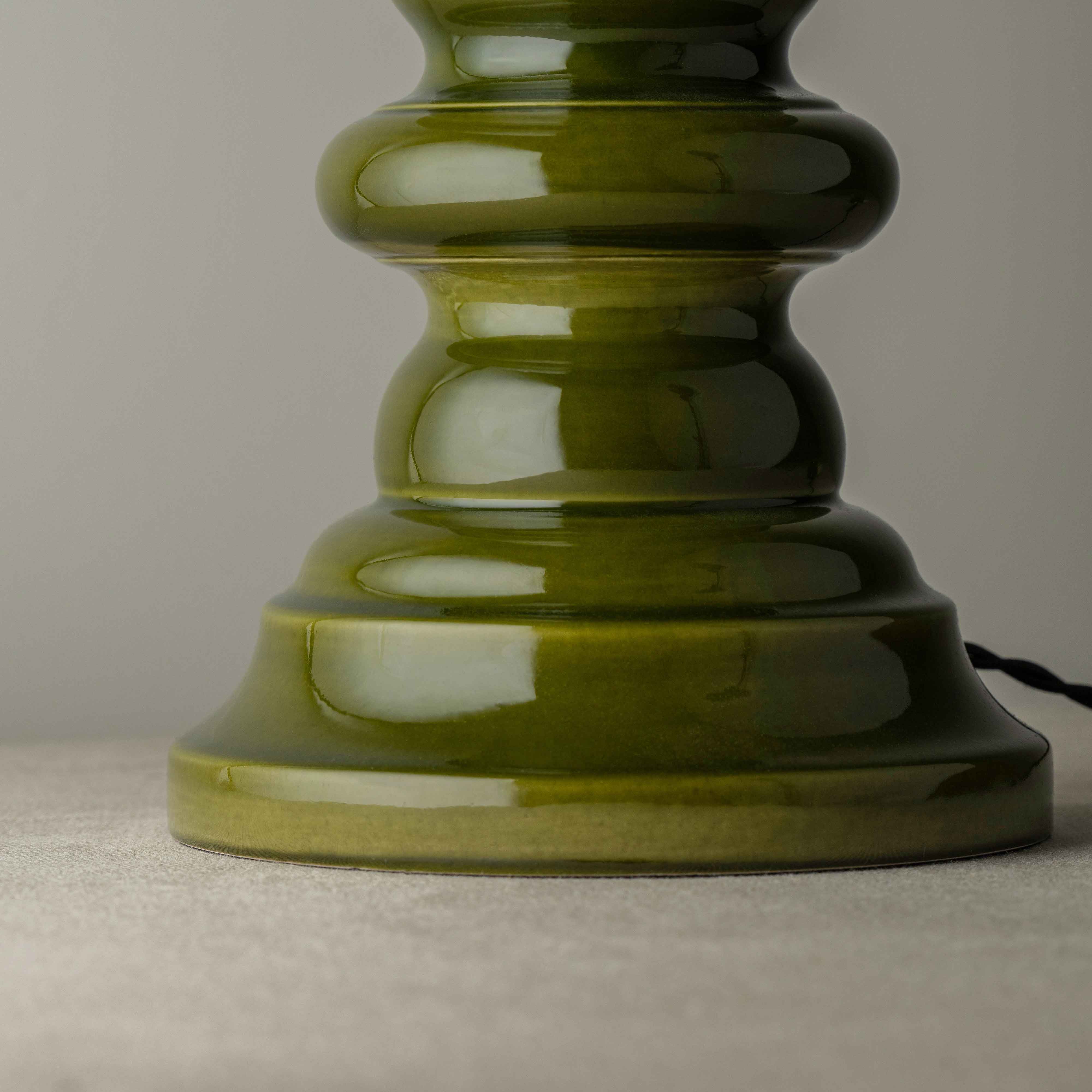 Hourglass Ceramic Table Lamp Base in Green - Image 7