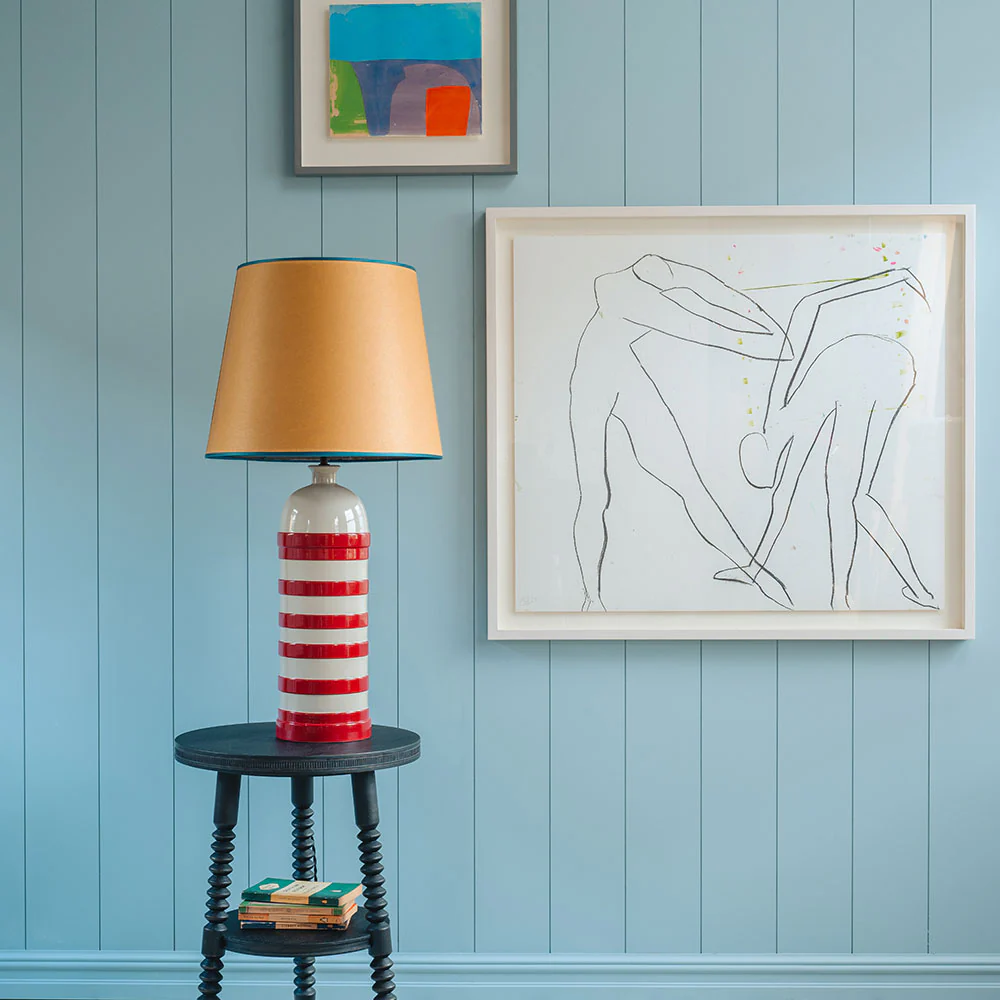Humbug Straight Empire Batik Paper Lamp Shade in Dotty Sky Blue - Image 5
