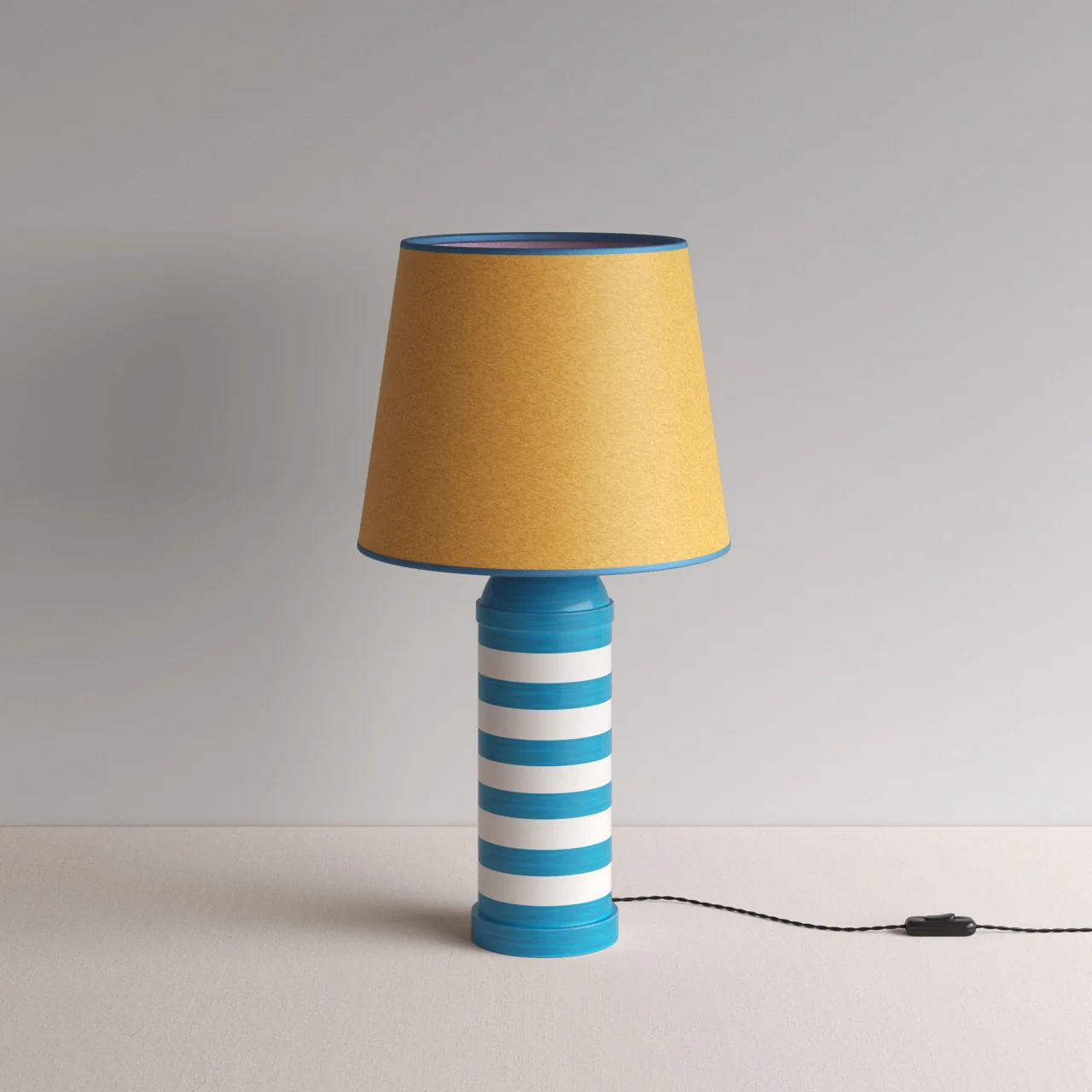 Humbug Striped Ceramic Table Lamp Base in Blue & Warm White - Image 10