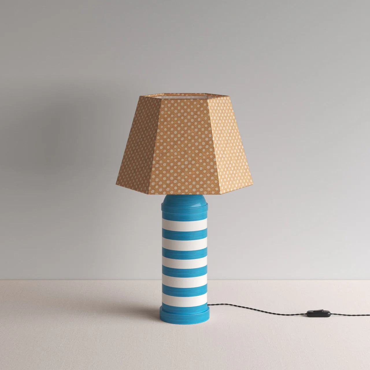 Humbug Striped Ceramic Table Lamp Base in Blue & Warm White - Image 14