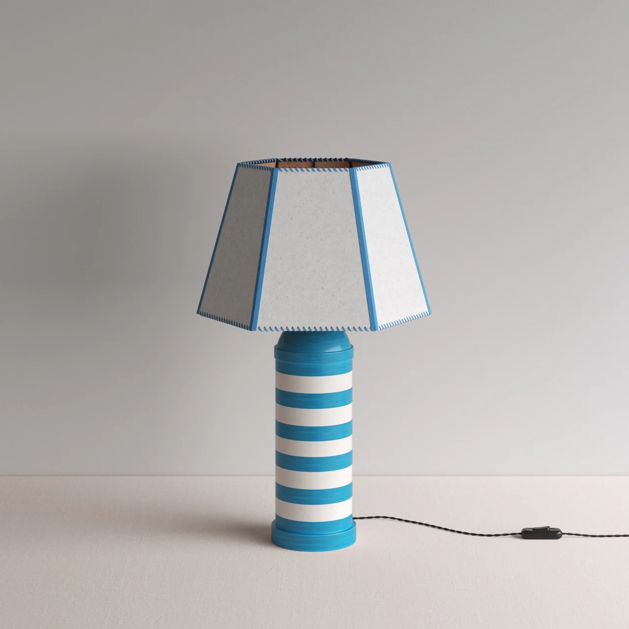 Humbug Striped Ceramic Table Lamp Base in Blue & Warm White - Image 15