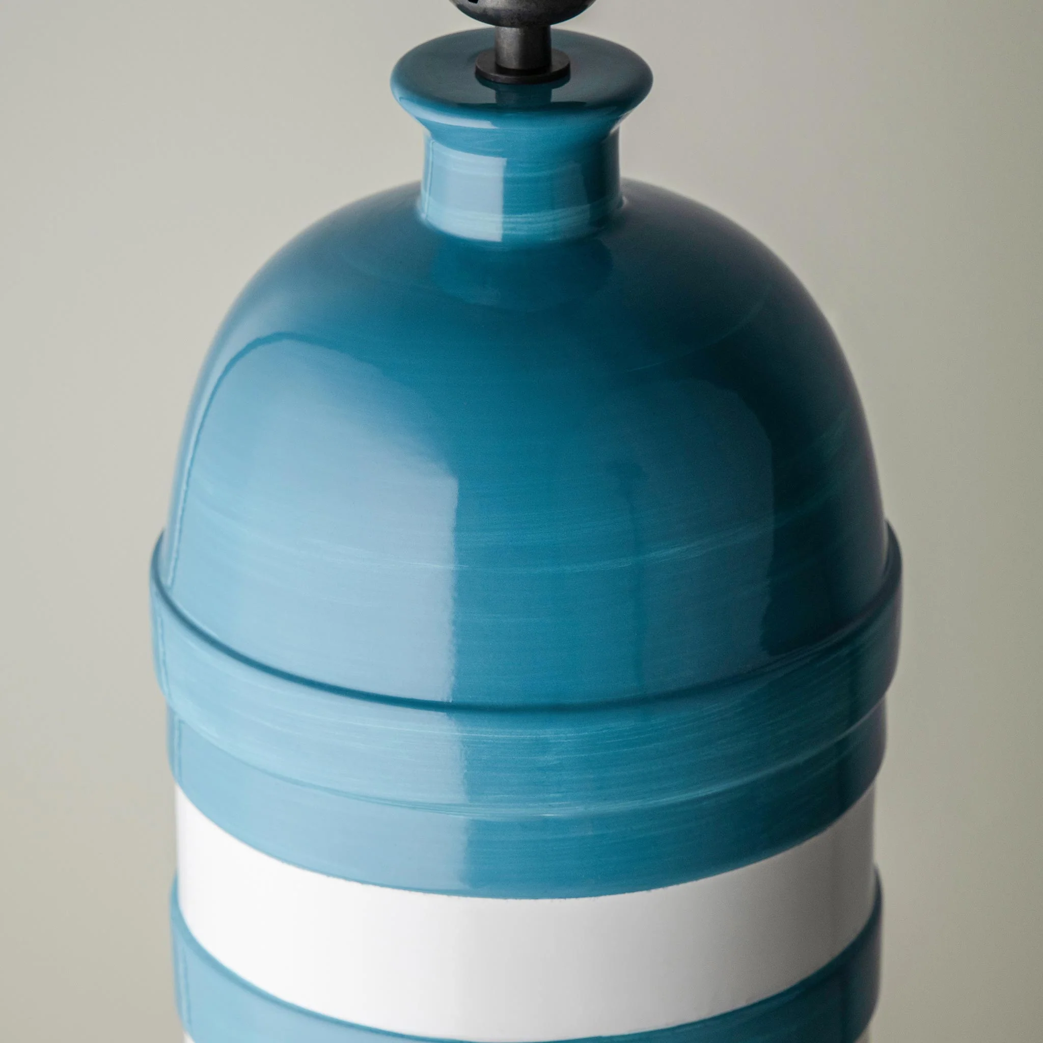Humbug Striped Ceramic Table Lamp Base in Blue & Warm White - Image 5