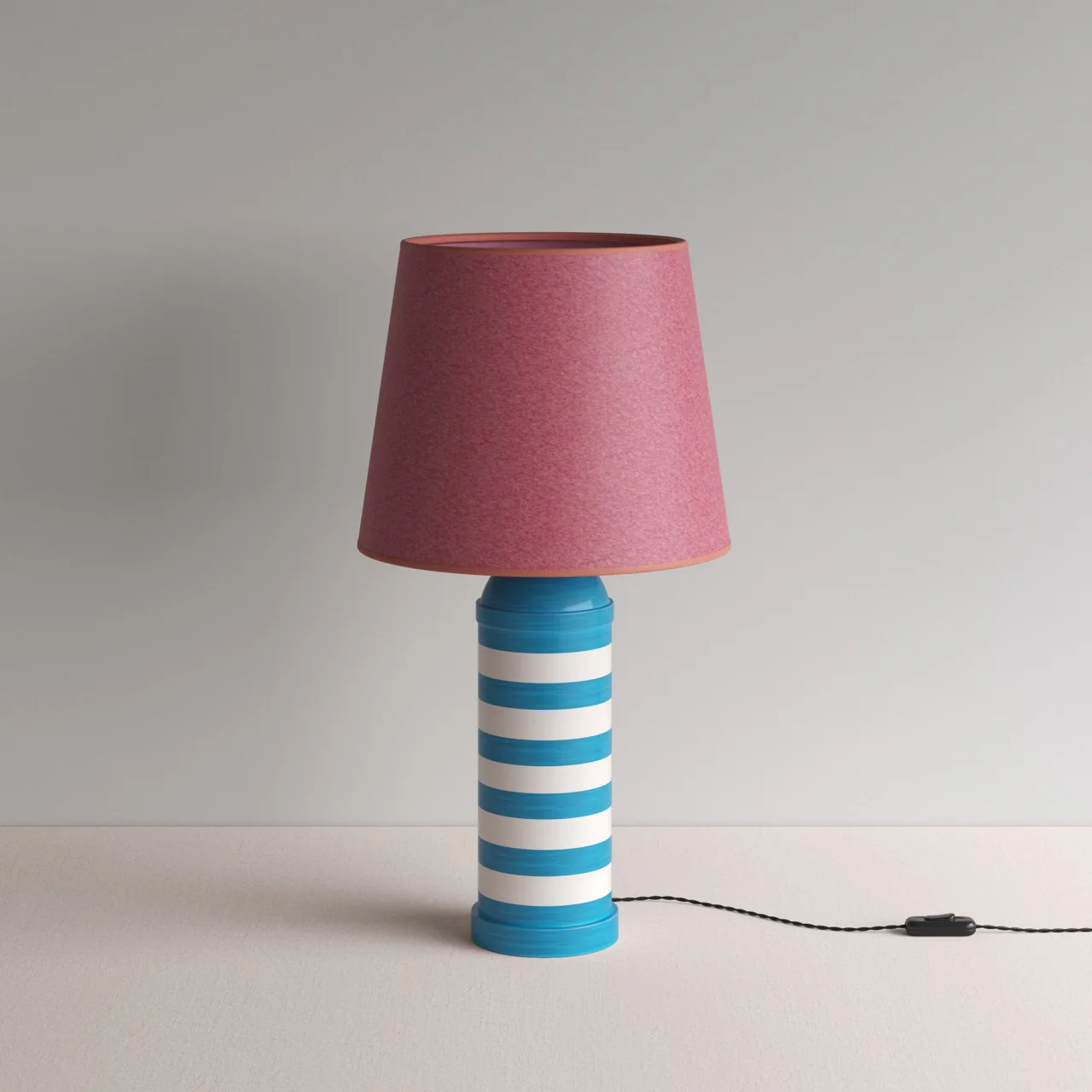 Humbug Striped Ceramic Table Lamp Base in Blue & Warm White - Image 9
