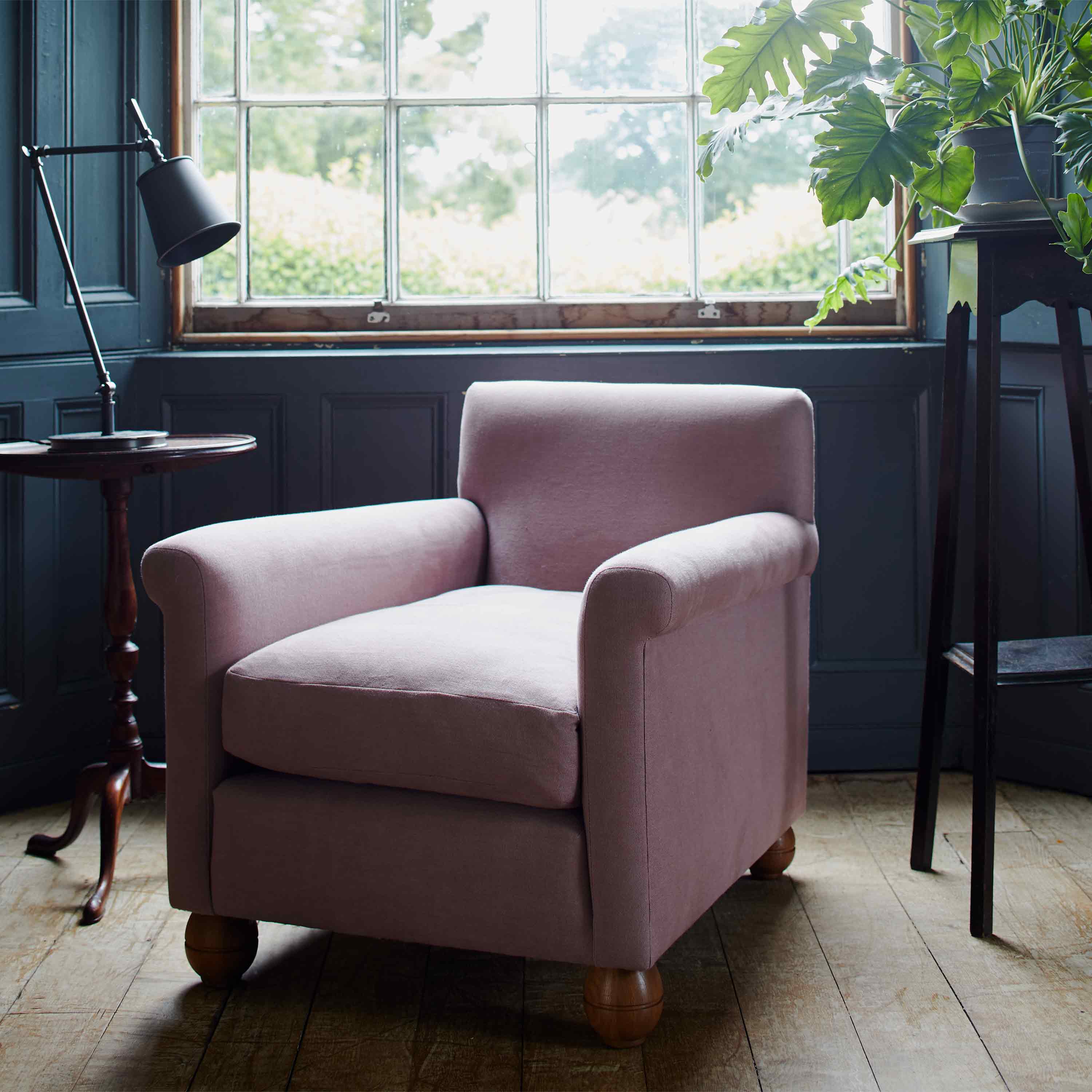 Idler Armchair in Slow Lane Cotton Linen, Berry - Image 3